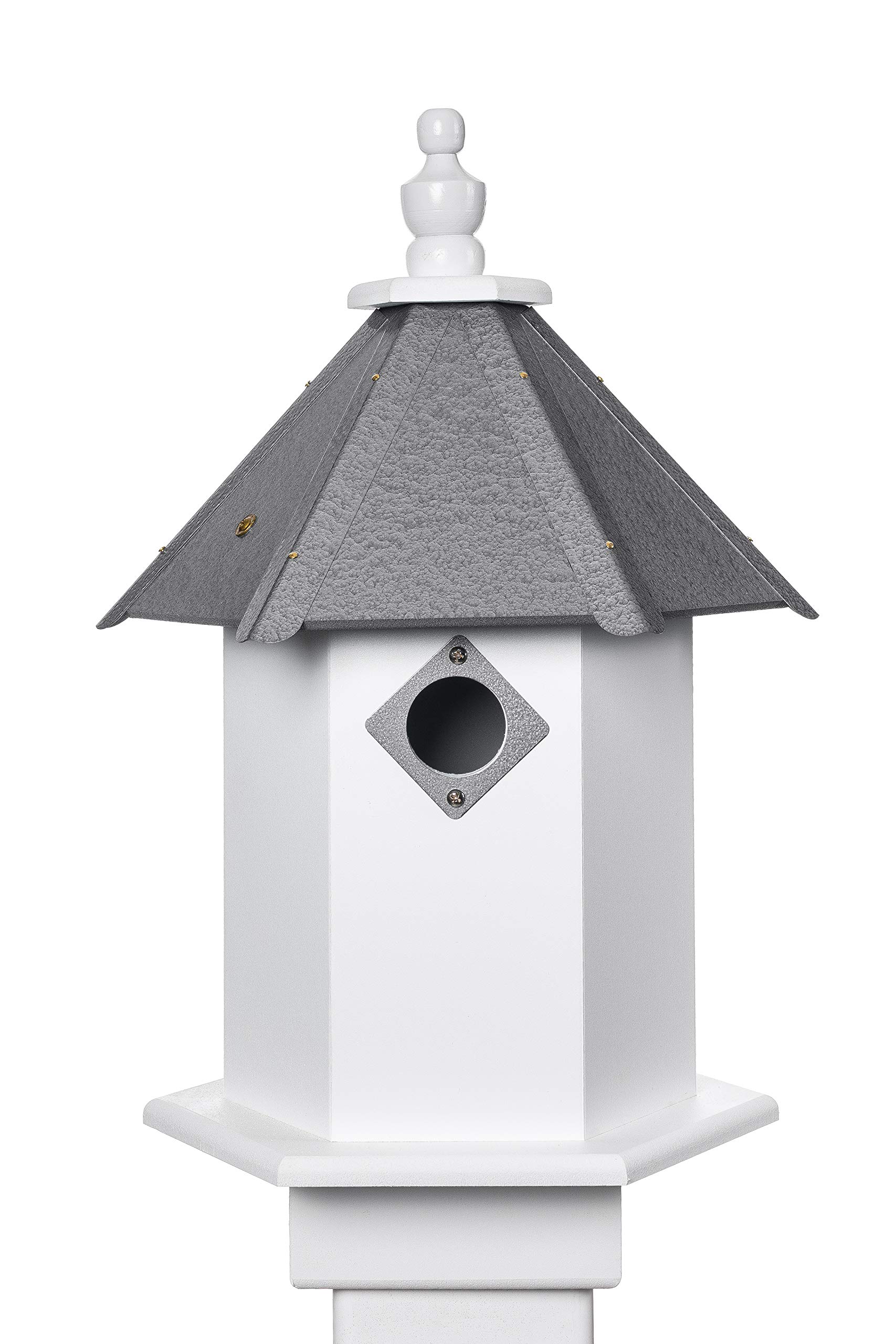 Sycamore Wood Bird House for Outdoor Garden - Gray Handcrafted Birdhouse for Wild Birds, Perfect for Backyard, Patio, and Nature Lovers