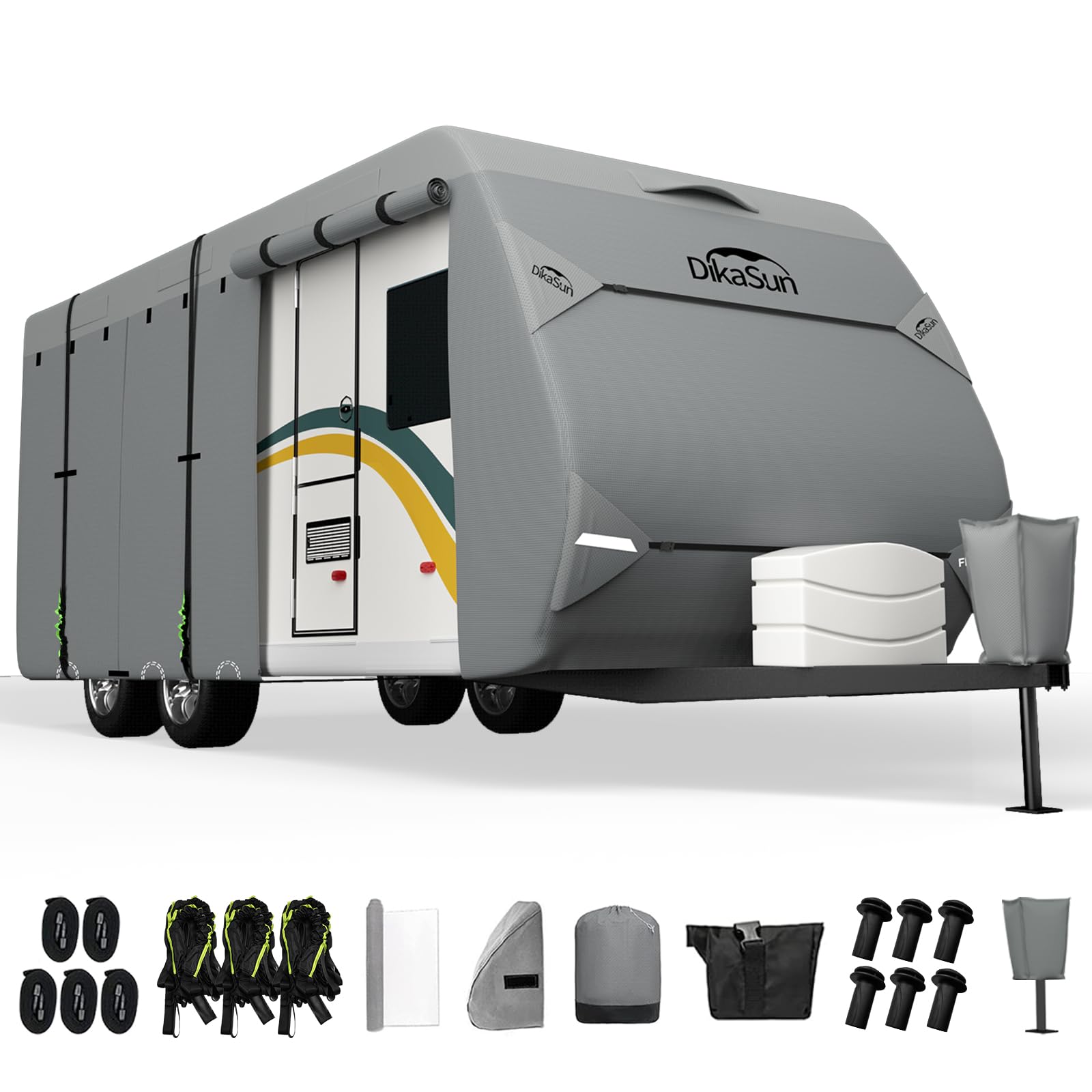 Upgraded 7-Layer Waterproof RV Cover for 27-30 ft Travel Trailers & Toy Haulers | Includes Tongue Jack & Gutter Protection | All-Weather Protection for Camping, Storage & Outdoor Adventures