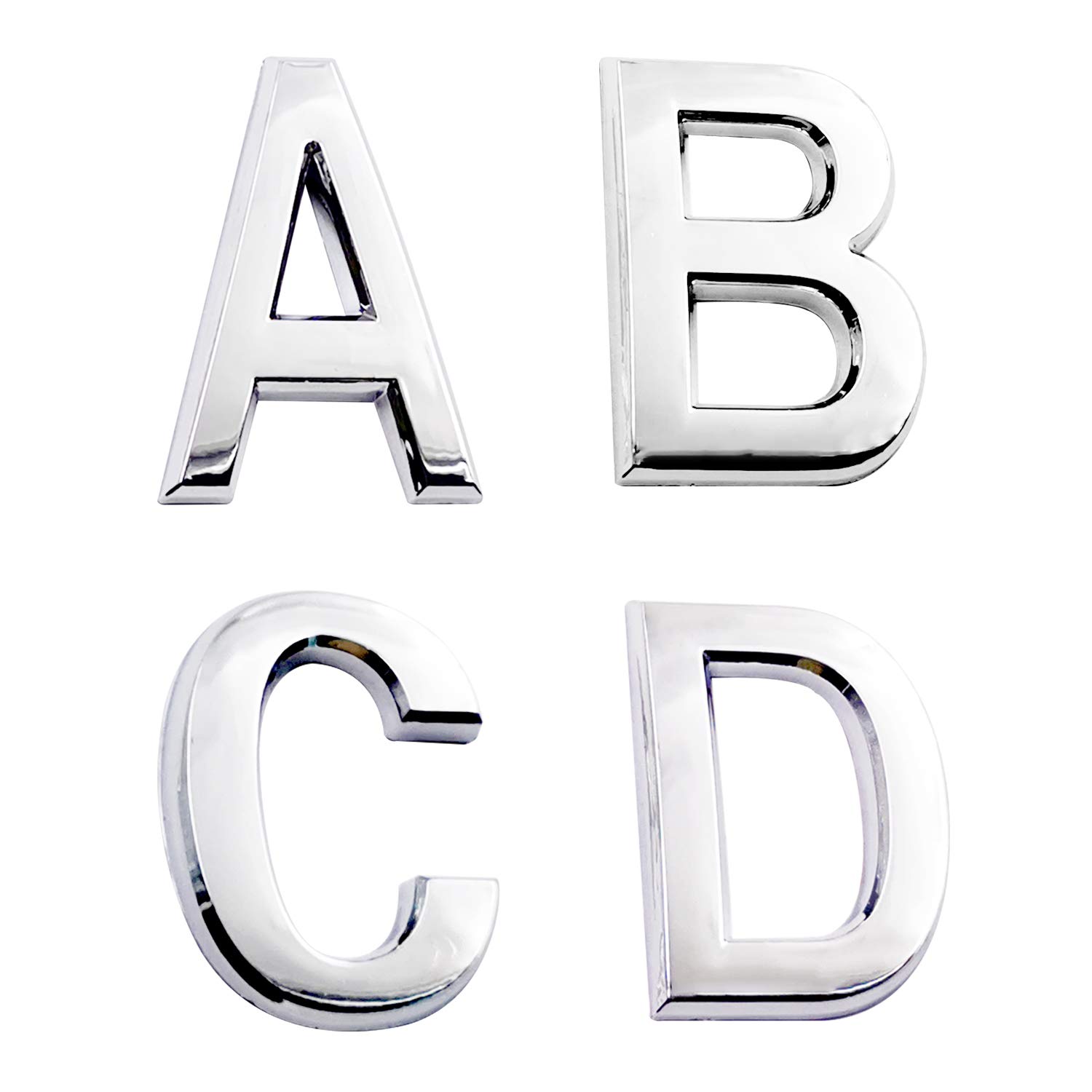 2.75 Inch Self-Adhesive House Numbers - Silver Mailbox & Door Address Signs (4-Pack, Letters A-D) - Perfect for Apartments, Streets & Mailboxes