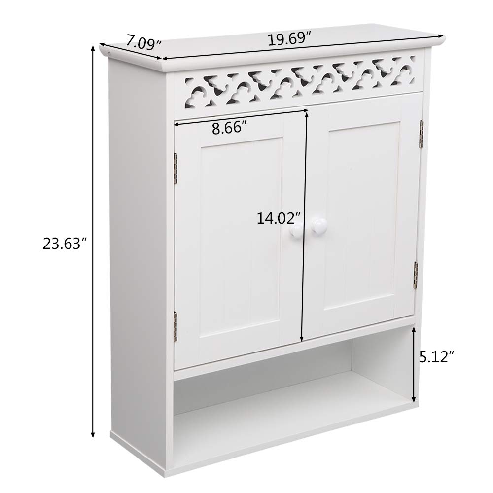 2-Door Wall Mounted Bathroom Medicine Cabinet with Adjustable Shelves - White | Bathroom Storage Organizer for Toiletries & Essentials | Perfect for Small Bathrooms, Vanities & Apartment Living