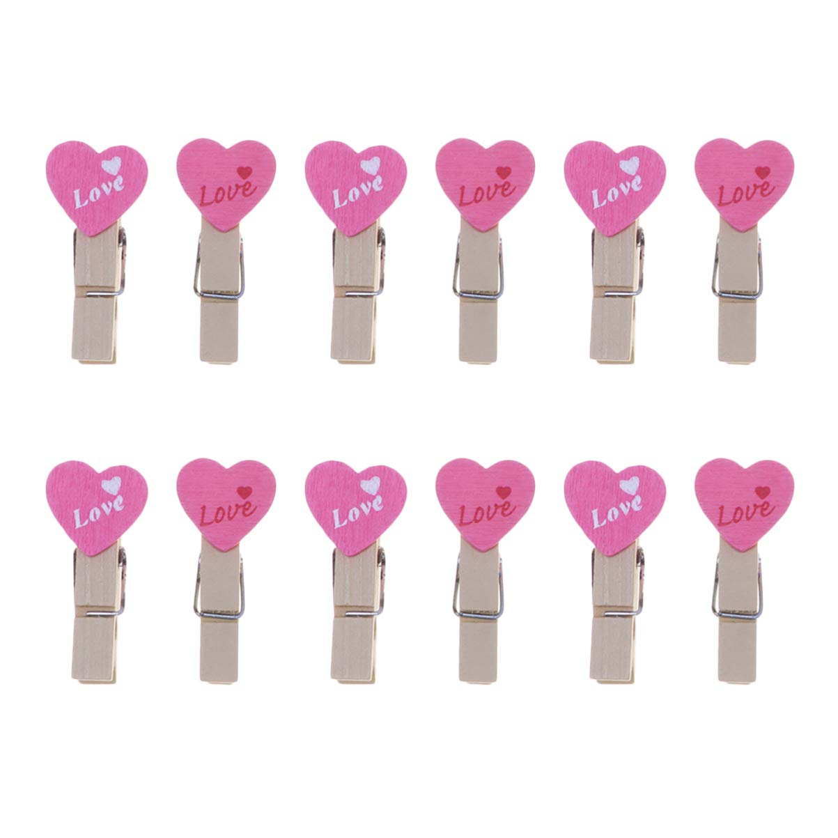 48pcs Mini Heart-Shaped Wooden Photo Clips - Cute Craft Clothespins for Valentine's Day, Wedding & Party Decor - Perfect for Scrapbooking, DIY Projects & Hanging Photos