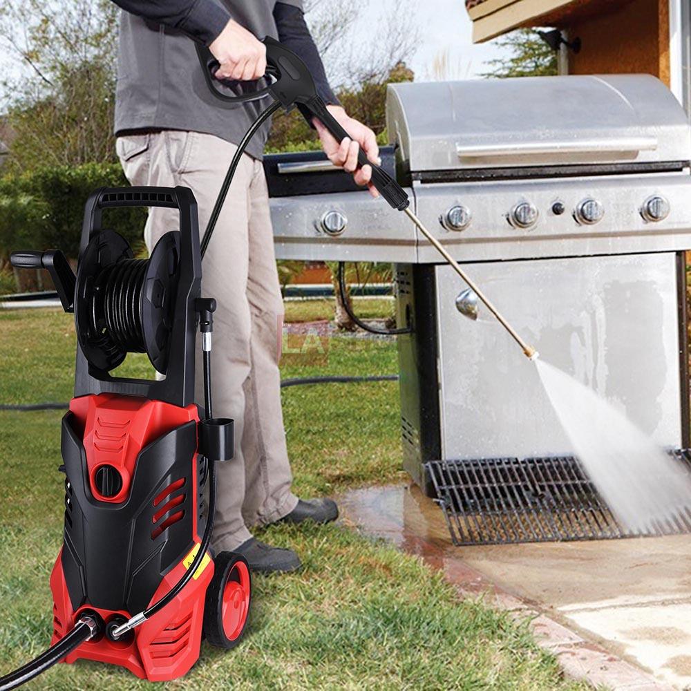 TheLAShop 3000PSI Electric Pressure Washer with Hose Reel, 5 Nozzles & Detergent Tank - Perfect for Driveway Cleaning, Patio Washing & Outdoor Home Maintenance