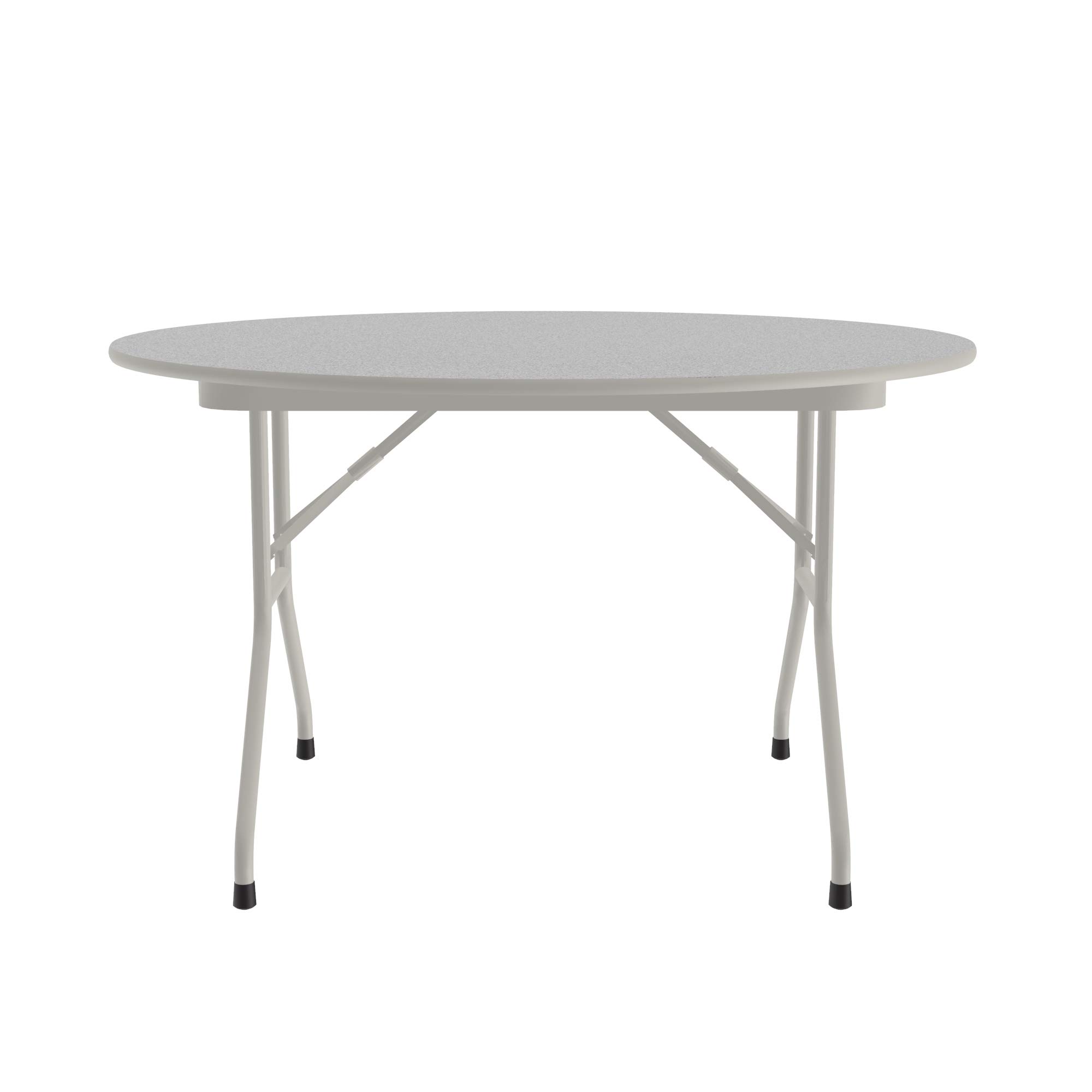 **Correll 48-Inch Round Commercial Folding Table - Heavy Duty, Gray Granite Melamine Top, 5/8
