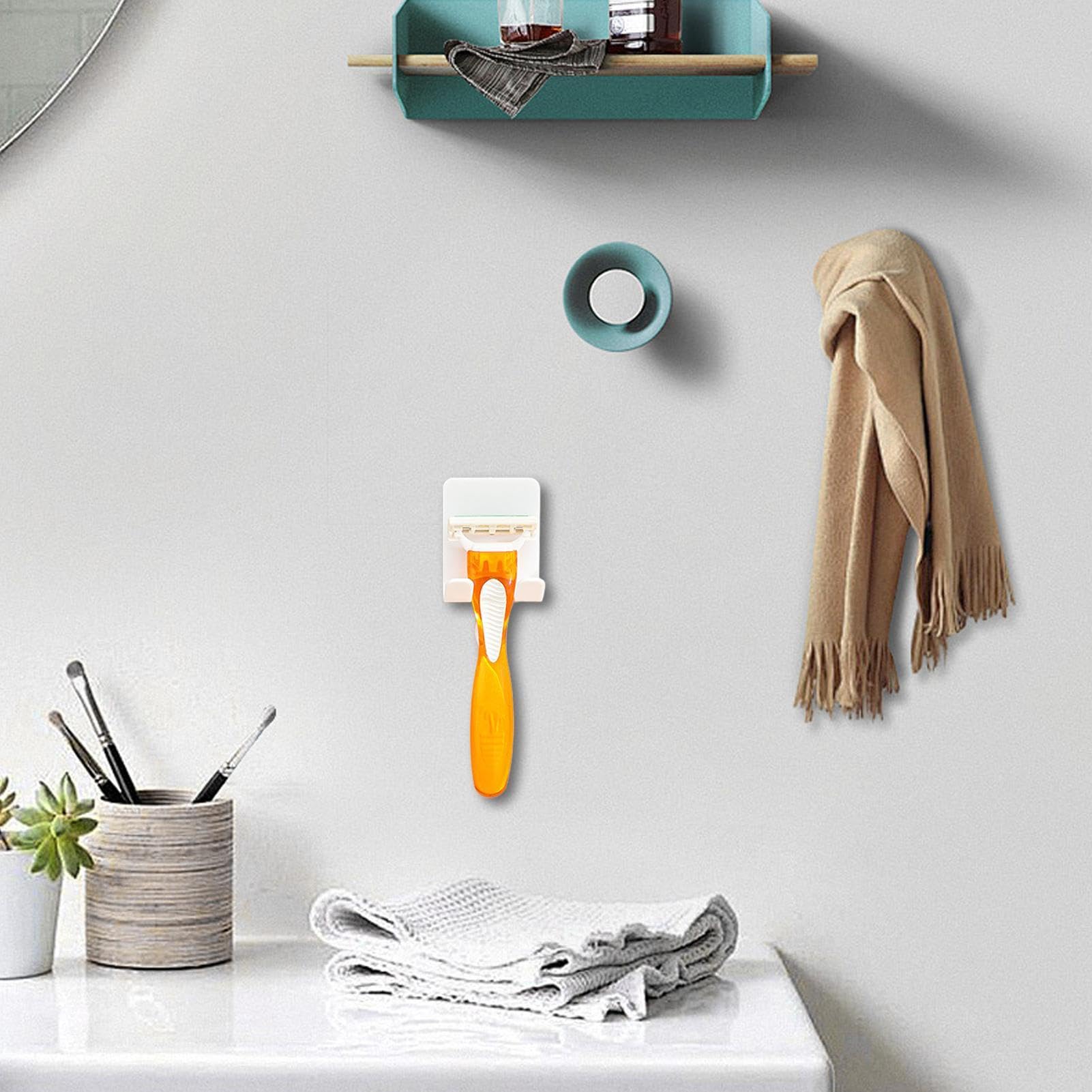Honhoha Shaver Shower Hook - Durable Multifunctional Razor Holder for Bathroom | Compact Shaving Organizer with Strong Adhesive | Perfect for Shower, Gym Locker & Travel