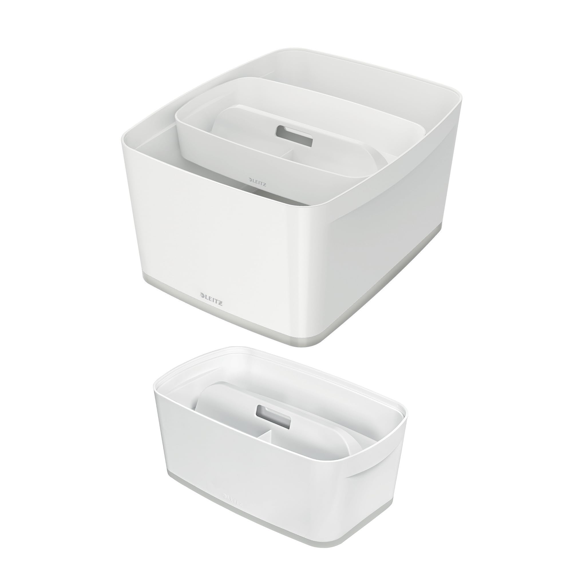 Leitz MyBox Organizer Tray with Handle - Small White Storage Container, Waterproof, BPA Free & Food Safe (53230001) - Perfect for Kitchen, Office & Bathroom Organization