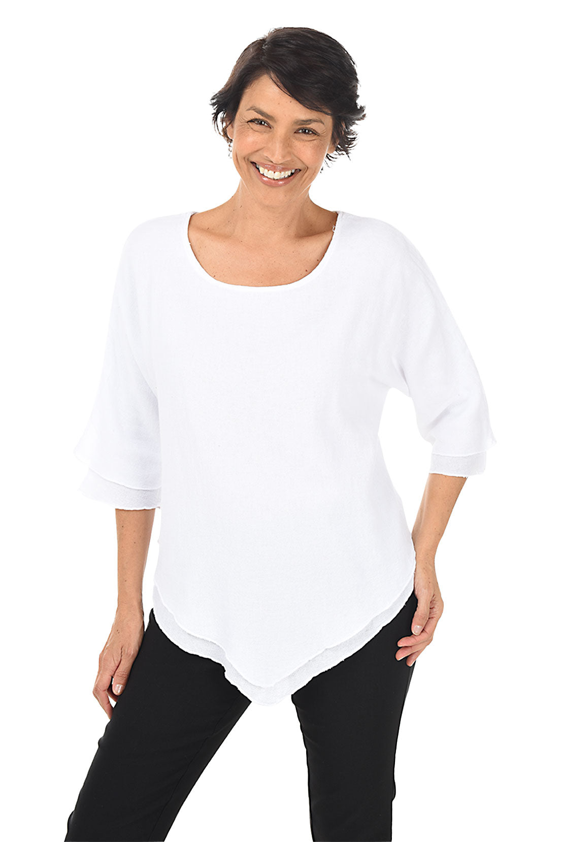 Dolman Sleeve Double Layer Crinkle Blouse for Women - Stylish & Comfortable Tunic Top for Casual Wear, Office & Date Night