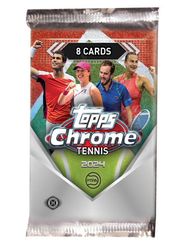2024 Topps Chrome Tennis Hobby Box - 24 Packs with Autograph & Memorabilia Cards - Collectible Trading Cards for Tennis Fans - Perfect for Collectors, Gifts, and Tournaments