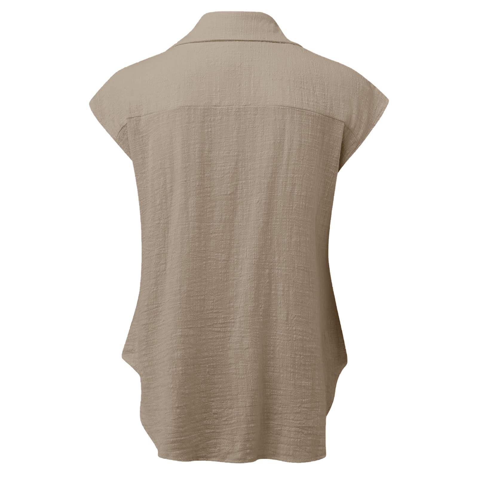 Trendy Women's Cotton Linen Short Sleeve Blouses - Loose Fit Casual Tops for Summer 2024 | Perfect for Office Wear, Weekend Outings & Beach Vacations