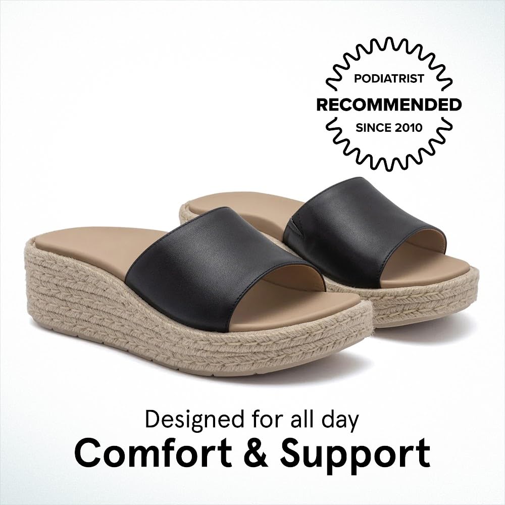 ABEO Solstice Slide Platform Sandals for Women - Comfortable Slip-On Espadrilles with Metatarsal Support & Foot Pain Relief - Perfect for Walking, Travel & Everyday Wear