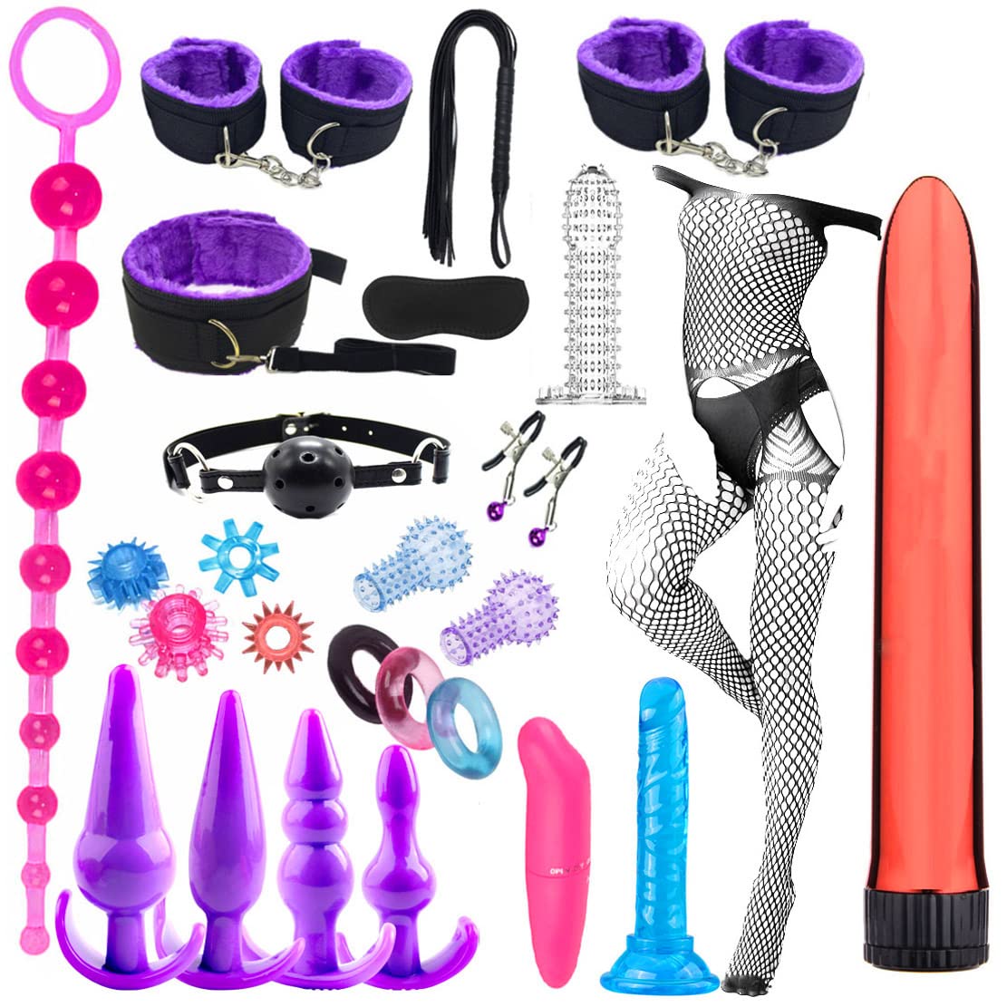26-Piece BDSM Restraints Bondage Kit for Couples - Premium SM Adult Toys & Accessories for Spicing Up Bedroom Play, Roleplay & Sensual Exploration