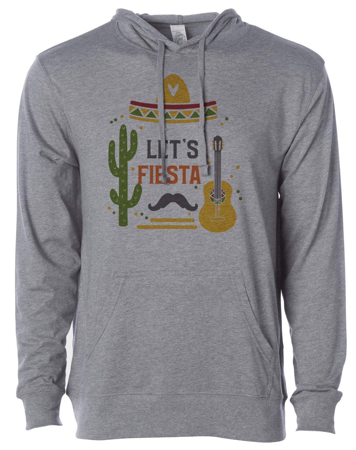 7 ate 9 Apparel Unisex Let's Fiesta Grey Hoodie - Soft Cotton Pullover for Men & Women - Perfect for Parties, Casual Wear & Street Fashion