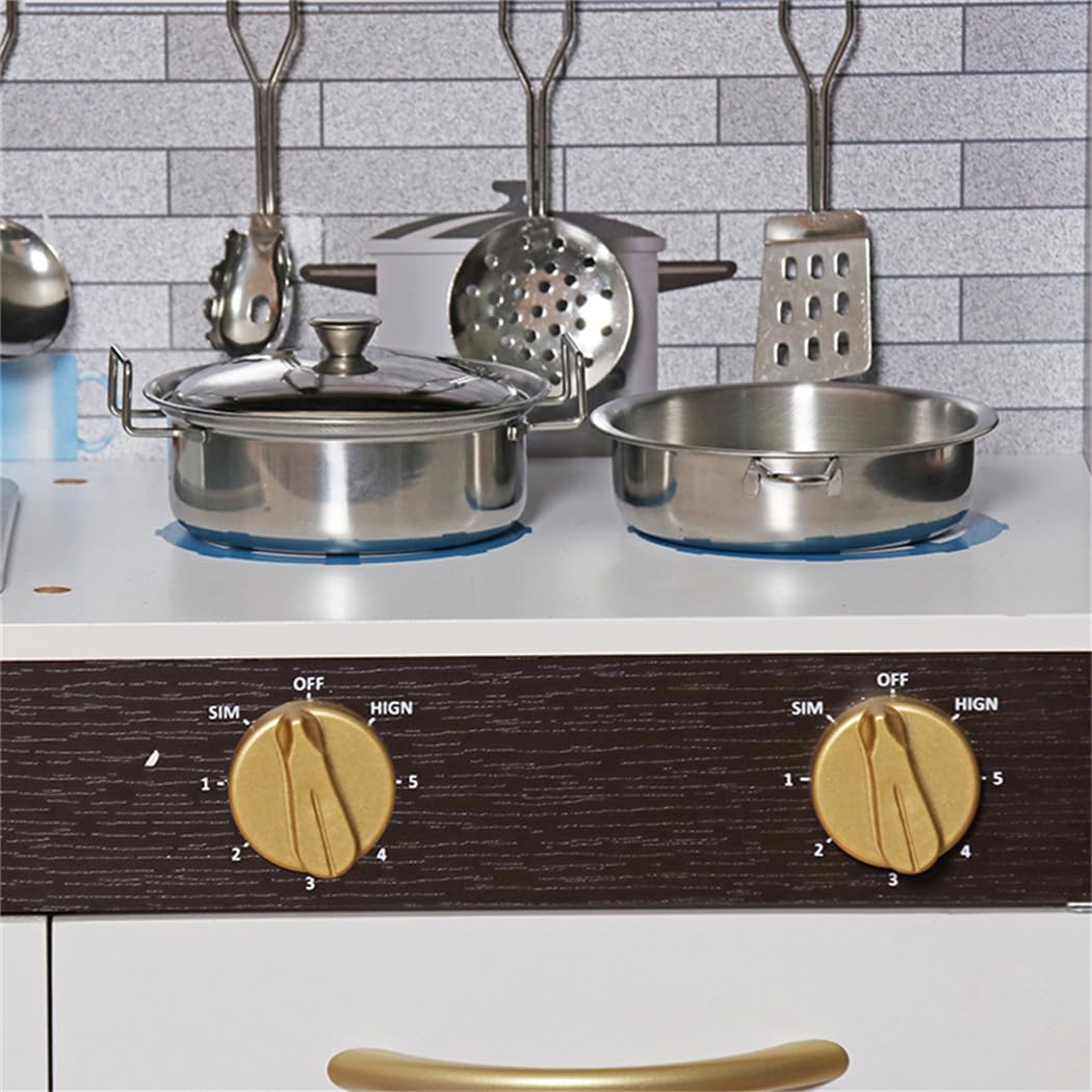 **Wooden Play Kitchen Toy Set with Light & Sound - Pretend Cooking Playset for Kids Ages 3+ with Sink, Oven & Microwave - Educational Toddler Toys for Boys & Girls - Perfect for Imaginative Play & Role-Playing Games**