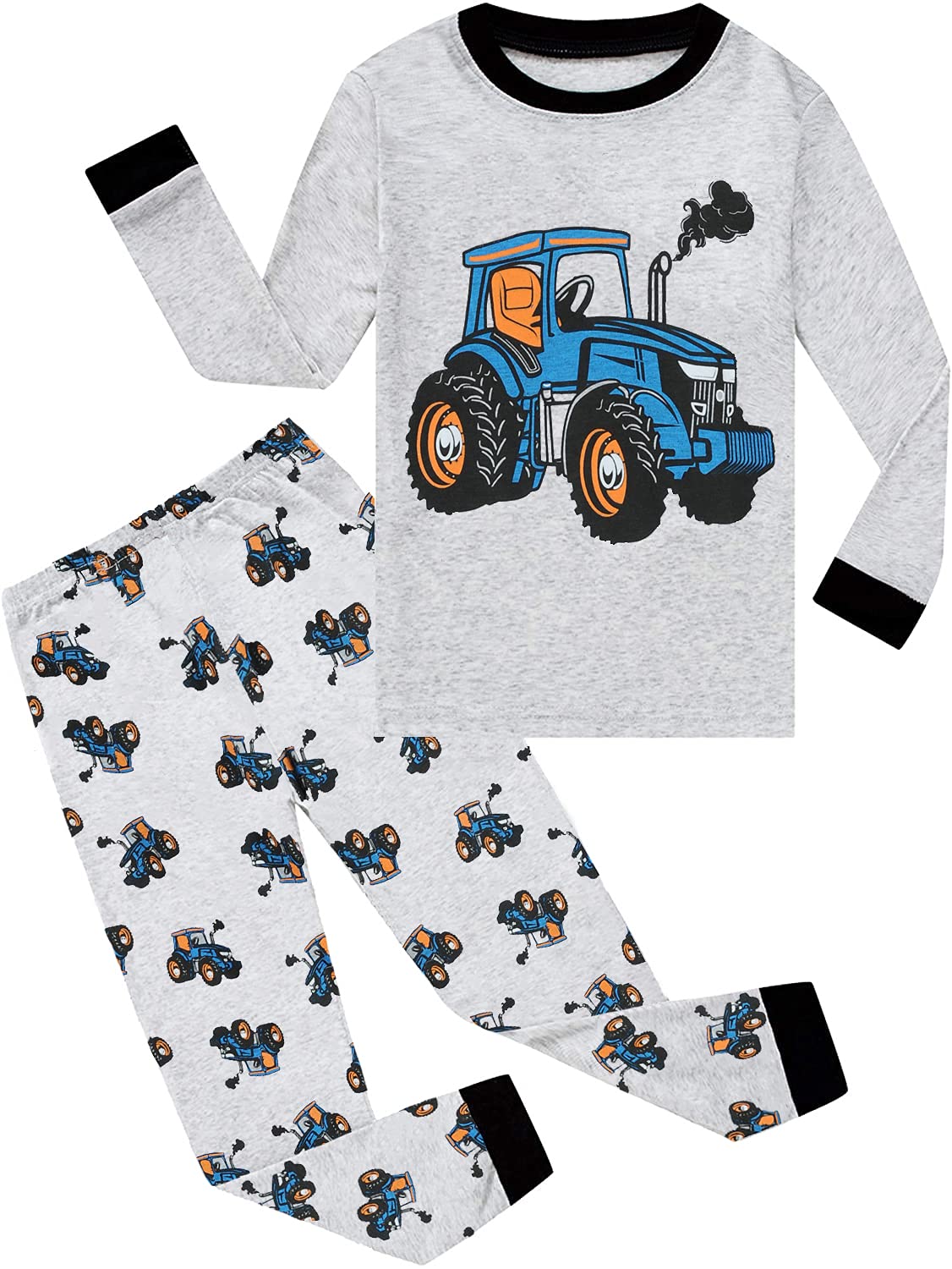 Monster Truck & Dinosaur Cotton Pajama Set for Toddler Boys 2-7 Years - Soft 2-Piece Sleepwear with Planets Design - Perfect for Bedtime & Lounging
