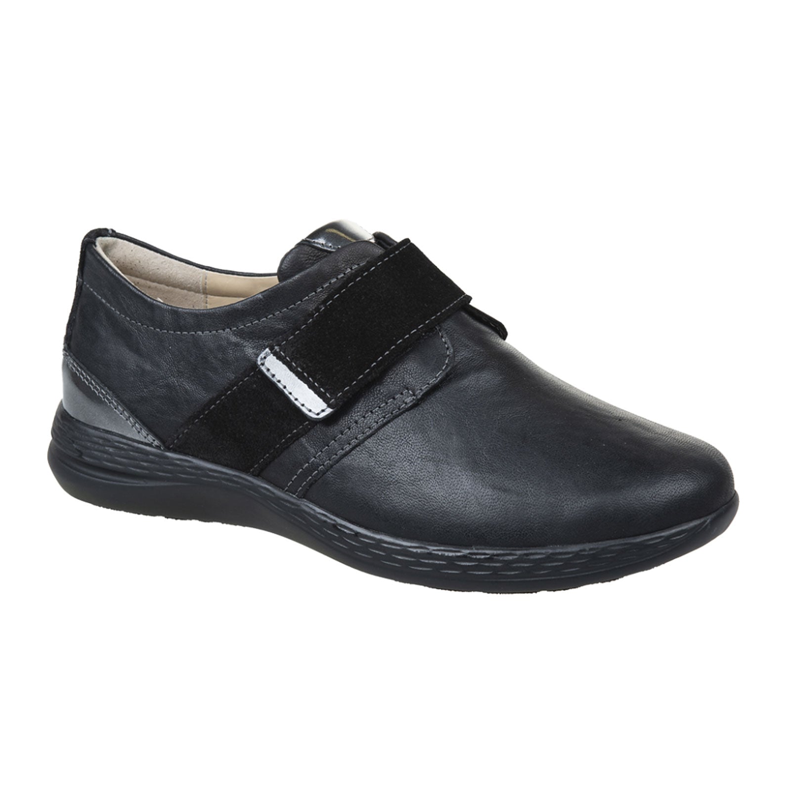 Fidelio Masha Women's Wide Slip On Loafers - Comfortable Black Casual Shoes for Work, Travel & Everyday Wear