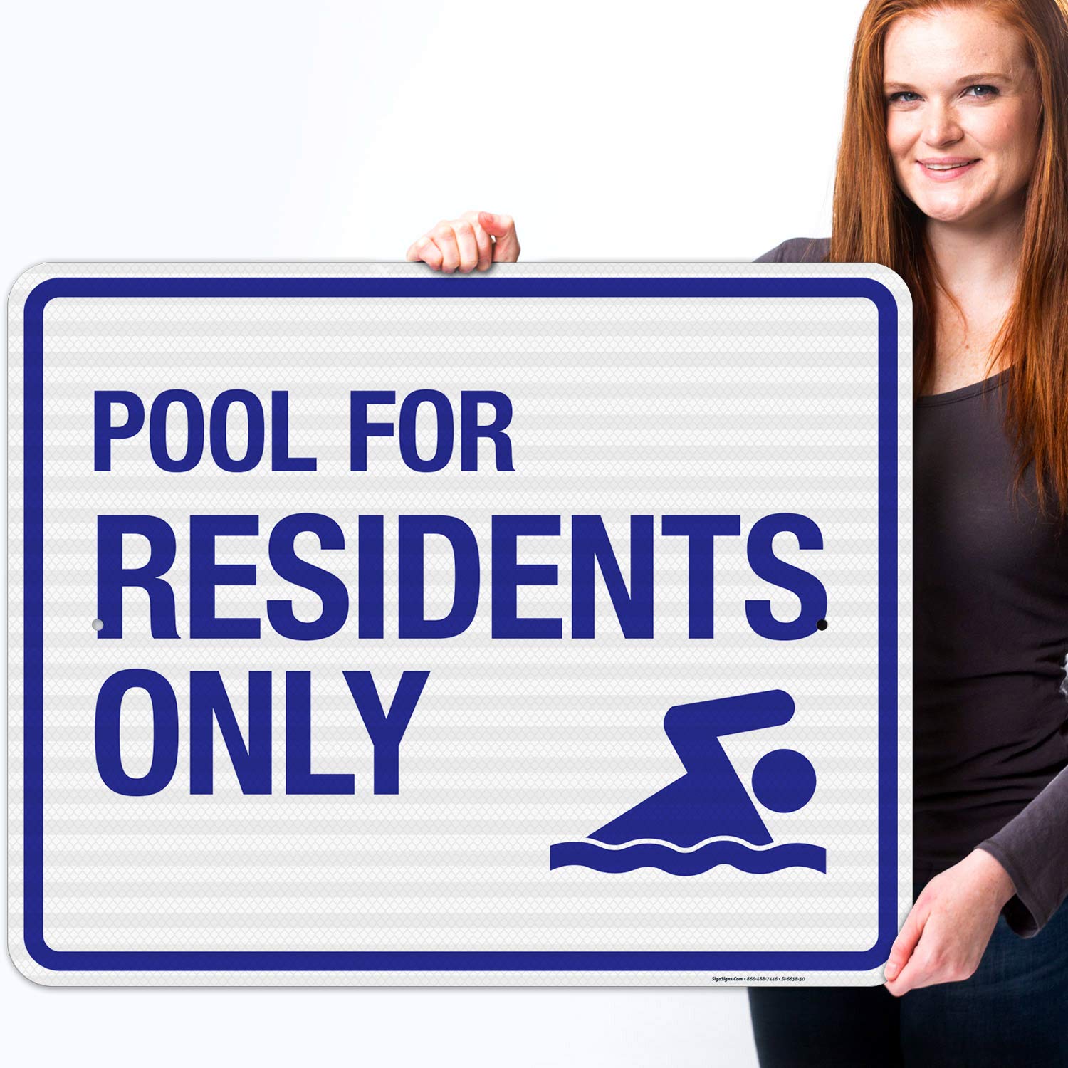 3M EGP Reflective .080 Aluminum Pool Sign - 'Residents Only' 24x30 Inches - Fade Resistant for Indoor & Outdoor Use - Made in USA - Perfect for Community Pools, Private Residences & HOA Regulations