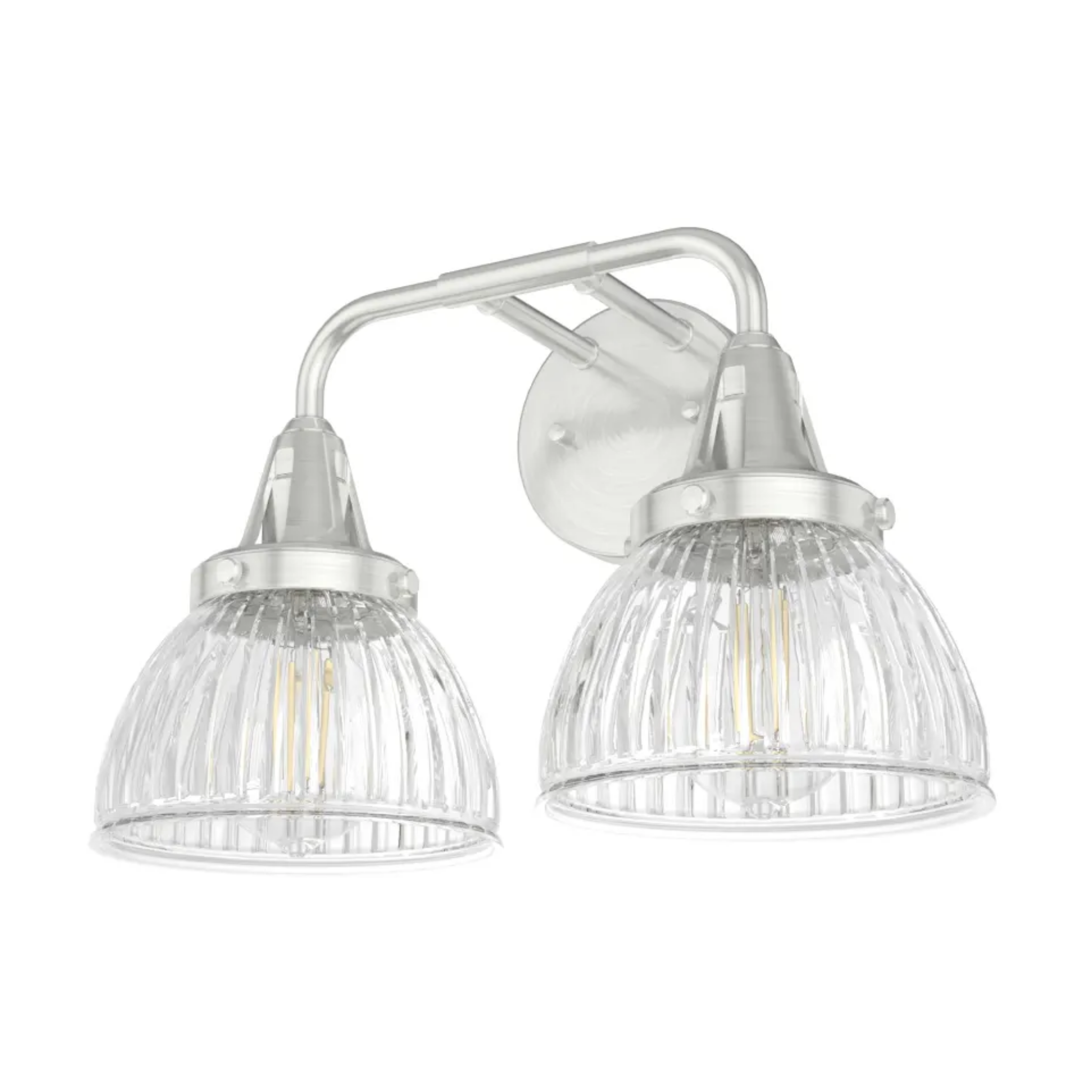 Hunter Cypress Grove 2-Light Bathroom Vanity Light Fixture in Brushed Nickel - Perfect for Modern Bathroom, Powder Room or Dressing Area Lighting