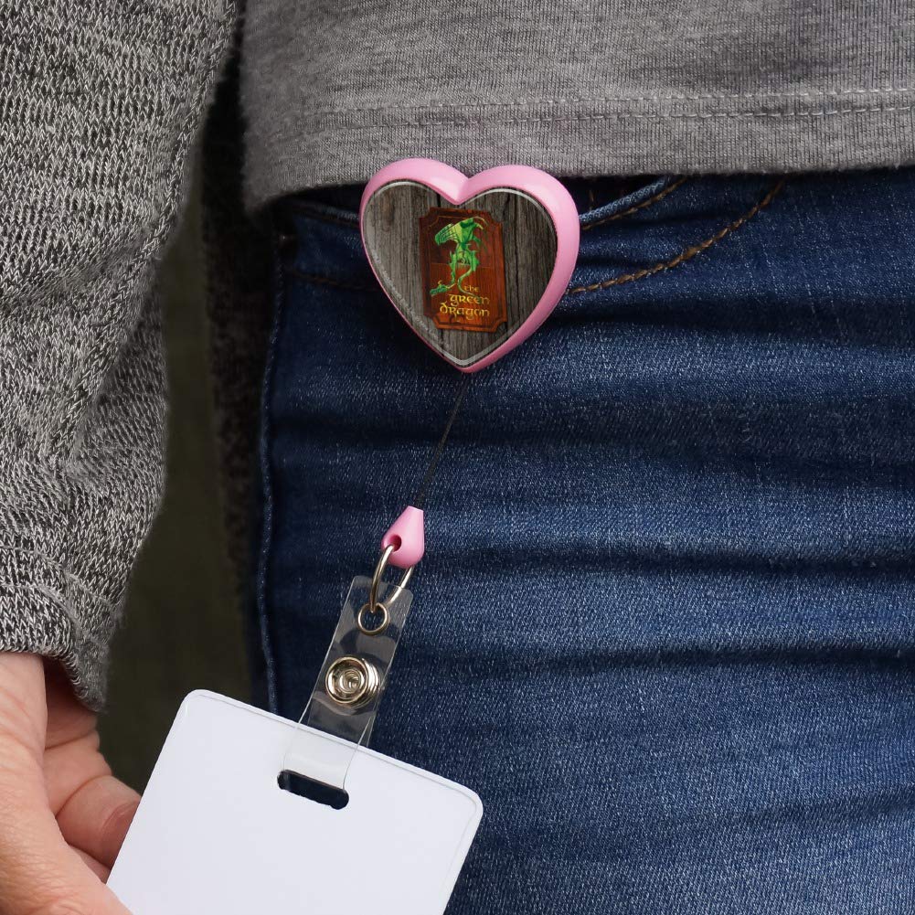 The Lord of The Rings The Green Dragon Heart Lanyard Retractable Reel Badge ID Card Holder - Official LOTR Collectible for Work, Conventions & Fan Events