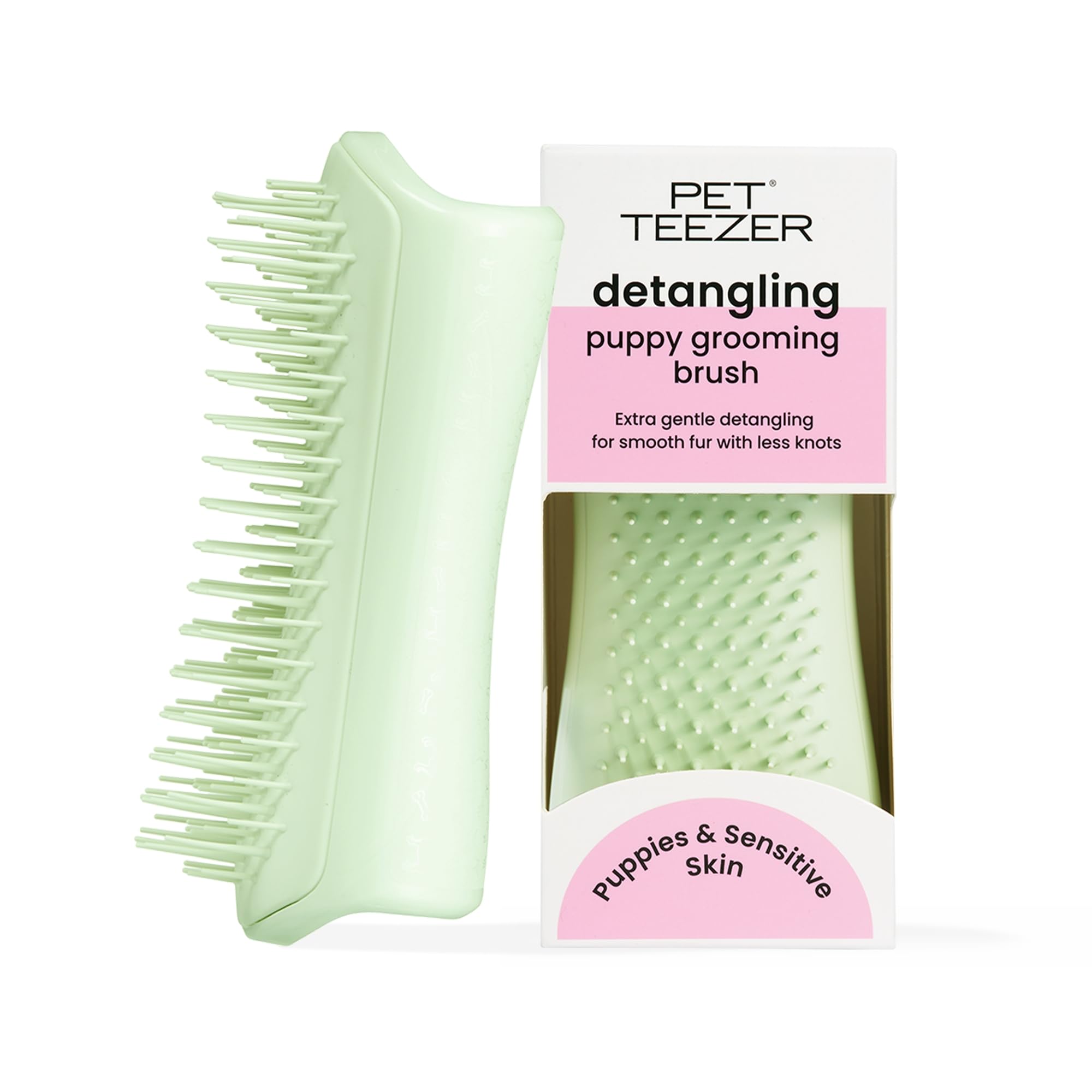 Tangle Teezer Puppy Essential Dog Brush - Extra Soft Teeth for Gentle Grooming on Wet & Dry Fur - Mint Green Pet Grooming Tool for Puppies & Small Dogs - Perfect for Bath Time, Daily Brushing & Detangling