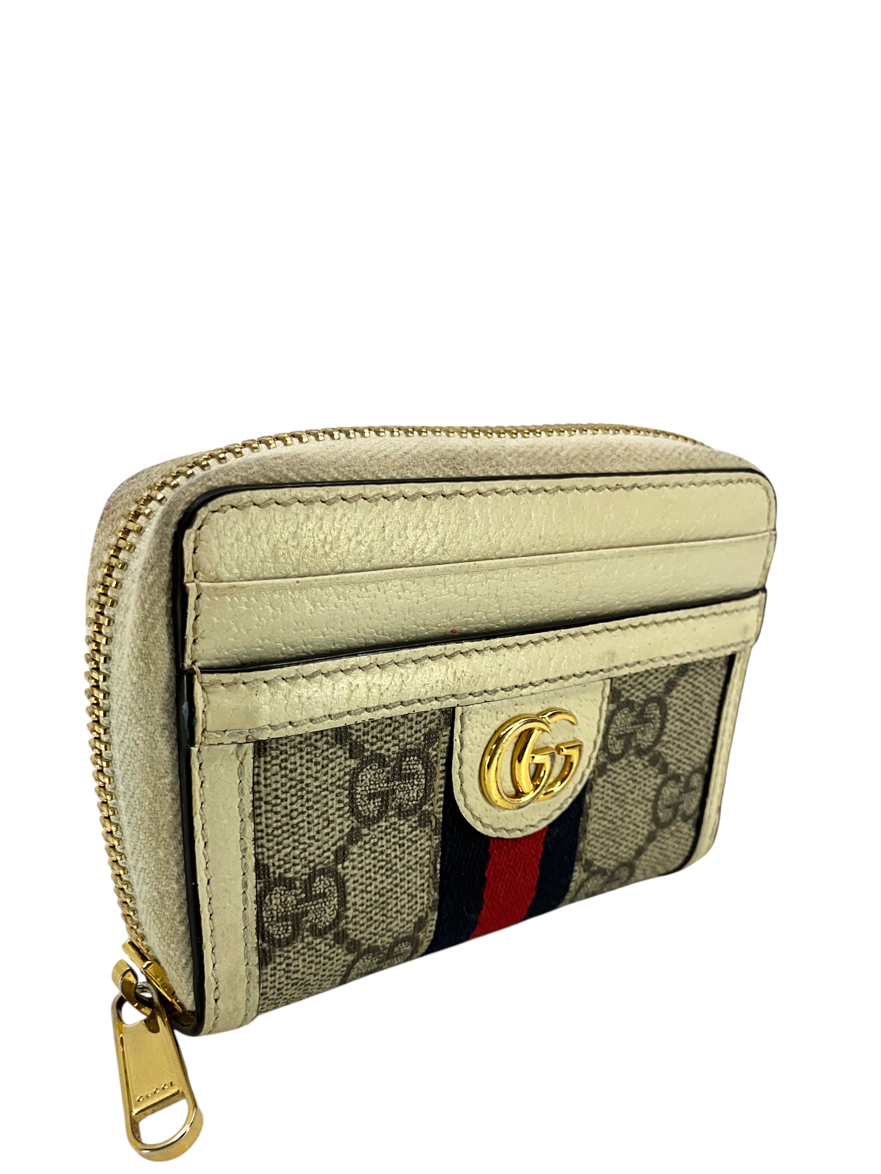 GUCCI Ophidia Supreme GG Card Case Wallet - Luxury Leather Card Holder for Men & Women - Perfect for Everyday Use, Travel & Business (Red)