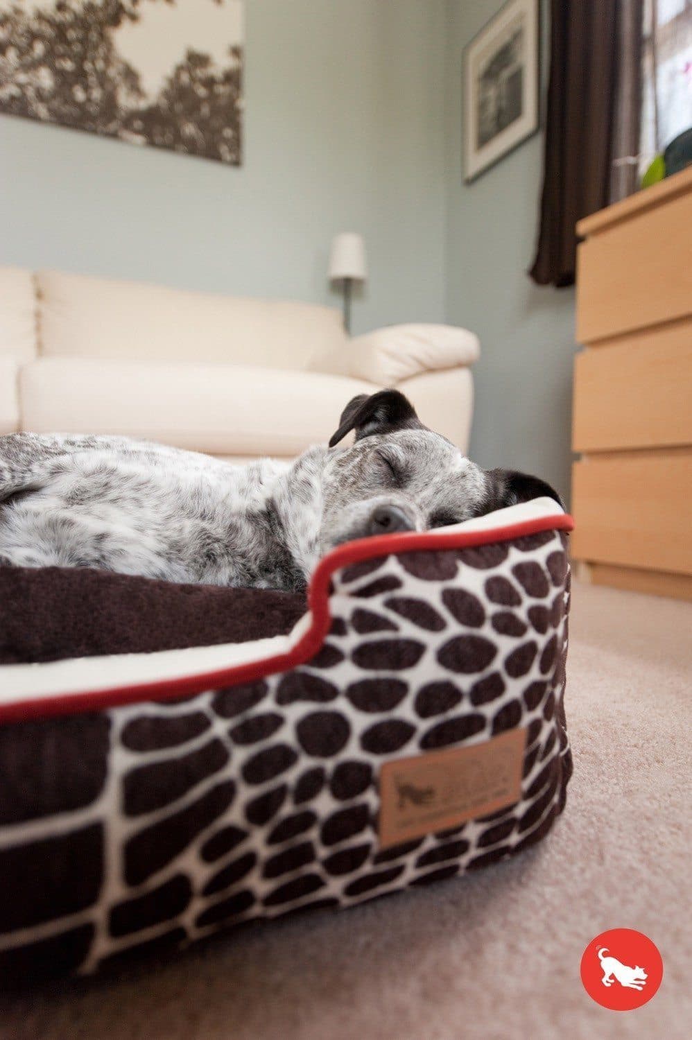 Premium Kalahari Lounge Dog Bed - Soft & Comfortable Pet Bed for Small to Large Dogs - Giraffe Black Design by P.L.A.Y. - Perfect for Living Room, Bedroom & Pet-Friendly Spaces