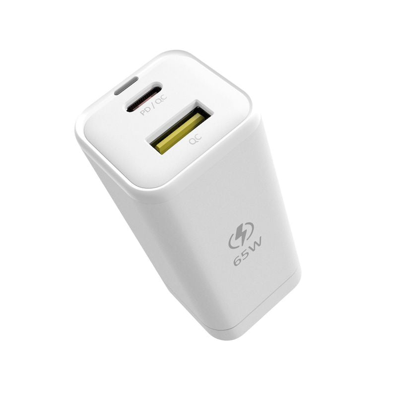 Adam Elements OMNIA 65W USB C Wall Charger - Fast Charging Power Adapter for iPhone, Samsung, MacBook - White | Perfect for Home, Office & Travel