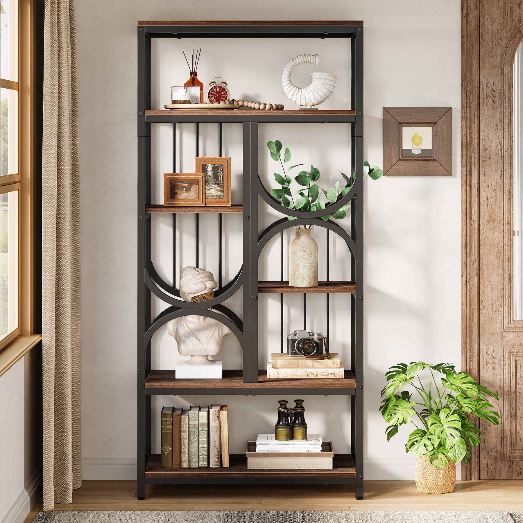 5-Tier Industrial Bookshelf - 70.86