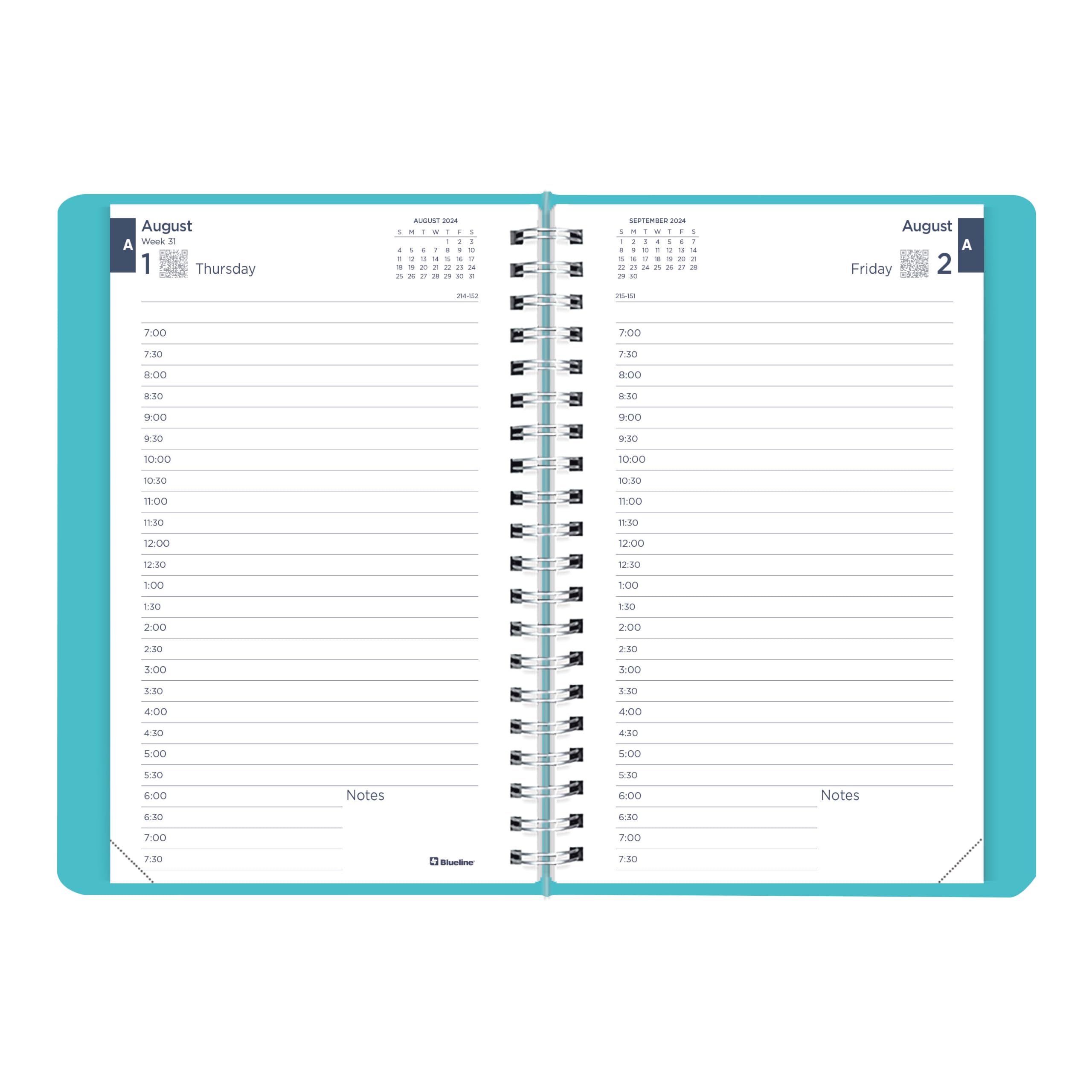 Blueline® 2024-2025 Academic Planner - August 2024 to July 2025 Daily Monthly Organizer with Twin-Wire Binding & Soft Vicuana Cover, 8