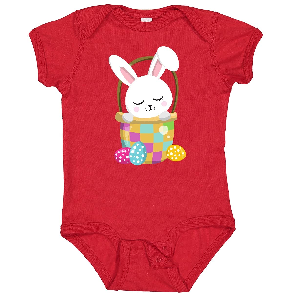 Inktastic Easter Baby Bodysuit - Adorable White Bunny & Easter Eggs Design - Perfect for Easter Celebrations, Baby Showers & Holiday Photos