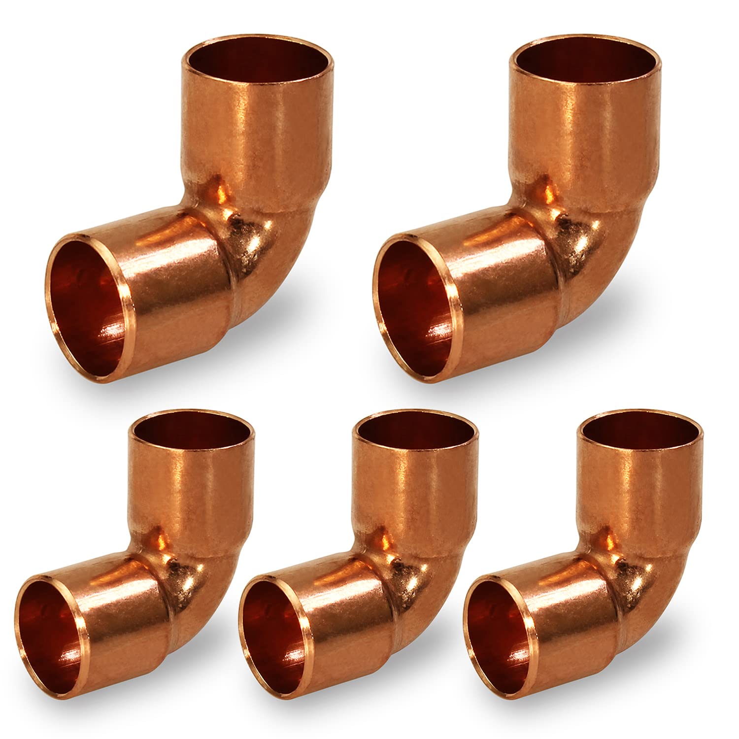 DDMO0200-5 90 Degree Short Turn Sweat Elbow Copper Fittings, 2 Pack - for Plumbing, HVAC, and Water Supply Systems - Perfect for Tight Spaces and Angle Adjustments