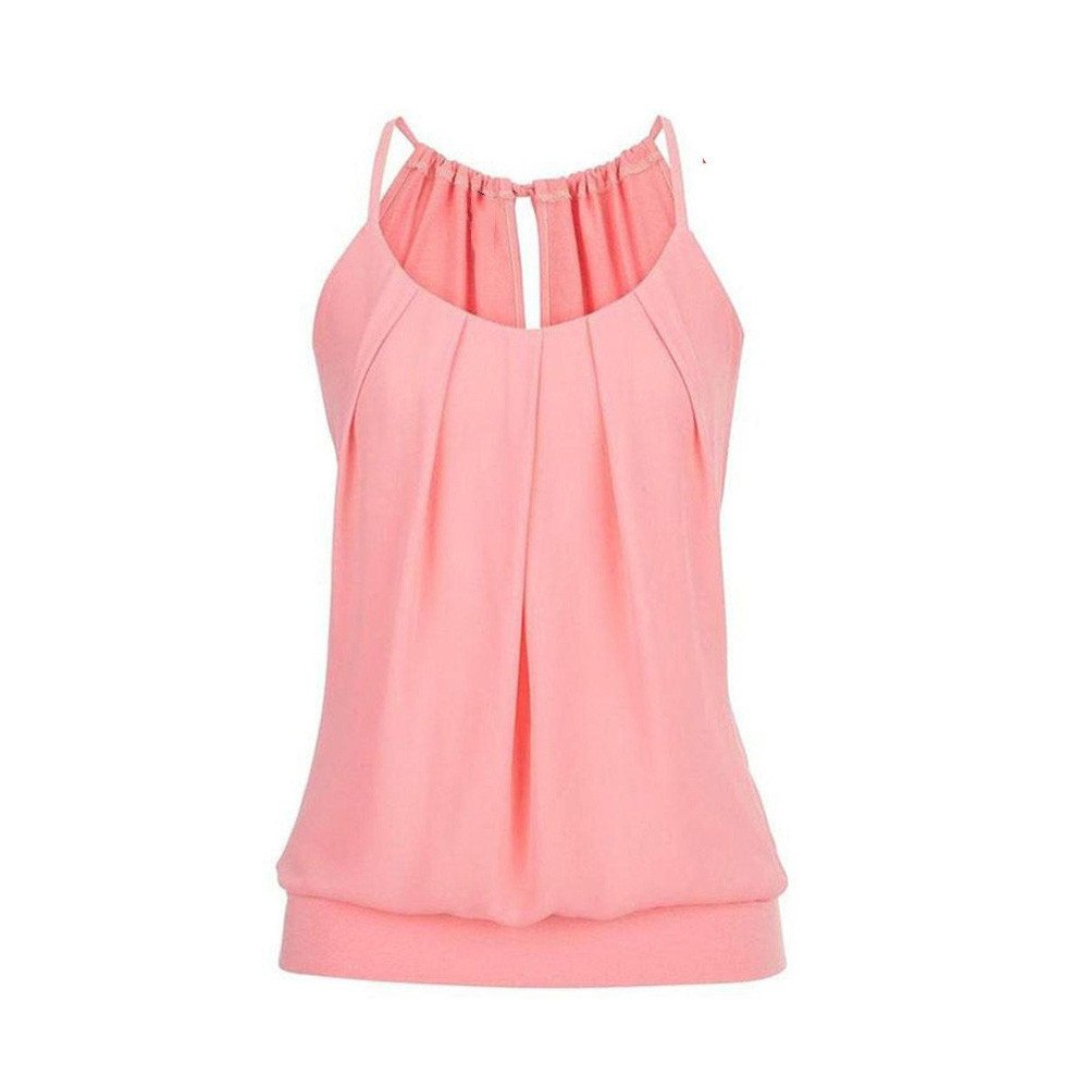 Women's Loose Fit Wrinkled Summer Tank Top - Breathable O-Neck Cami Blouse & Black Crop Top for Casual Wear, Beach Outfits, and Layering