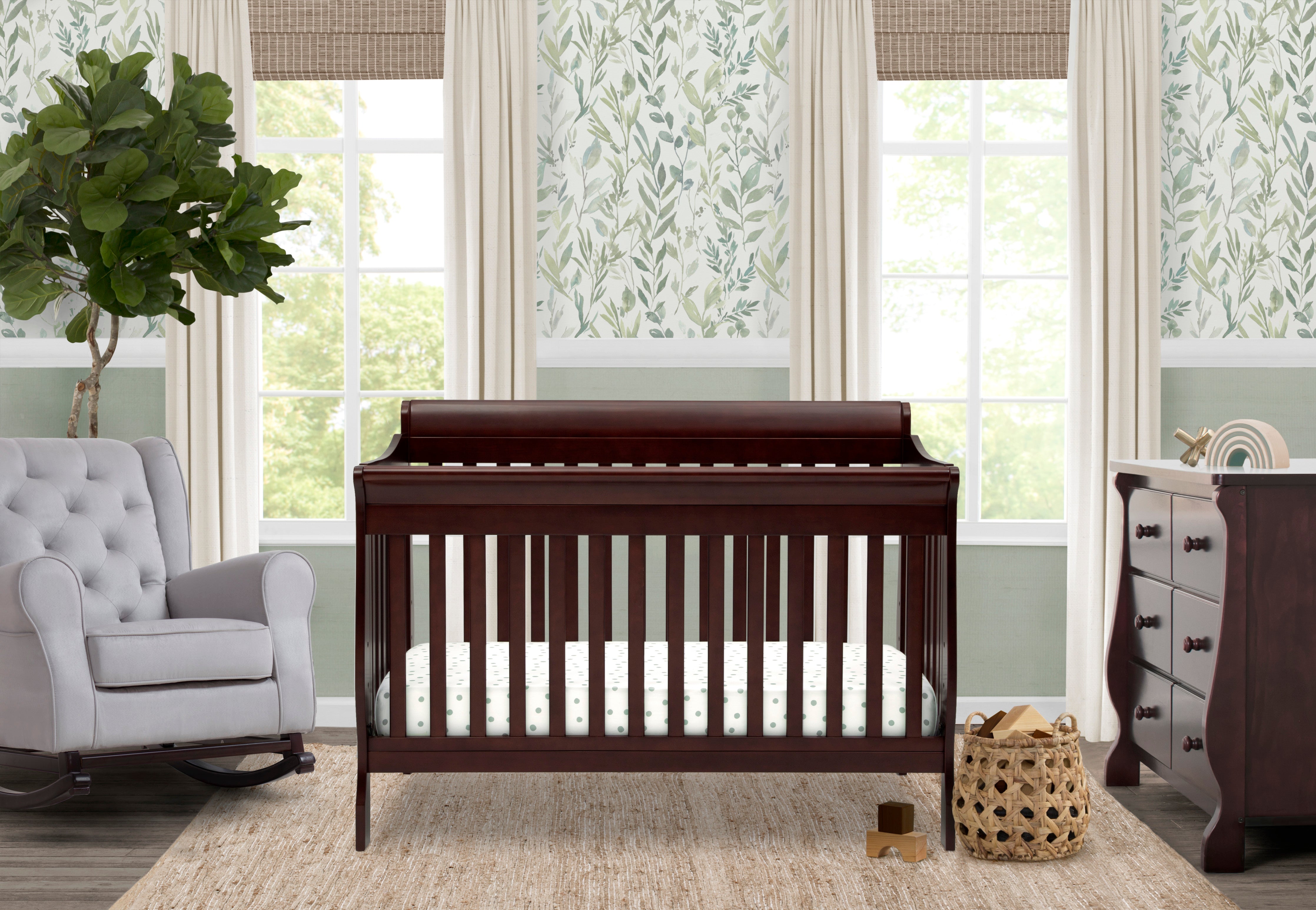 6-in-1 Convertible Baby Crib with Toddler Bed Conversion - Canton White Nursery Furniture for Newborn to Teen - Perfect for Small Spaces & Modern Nurseries