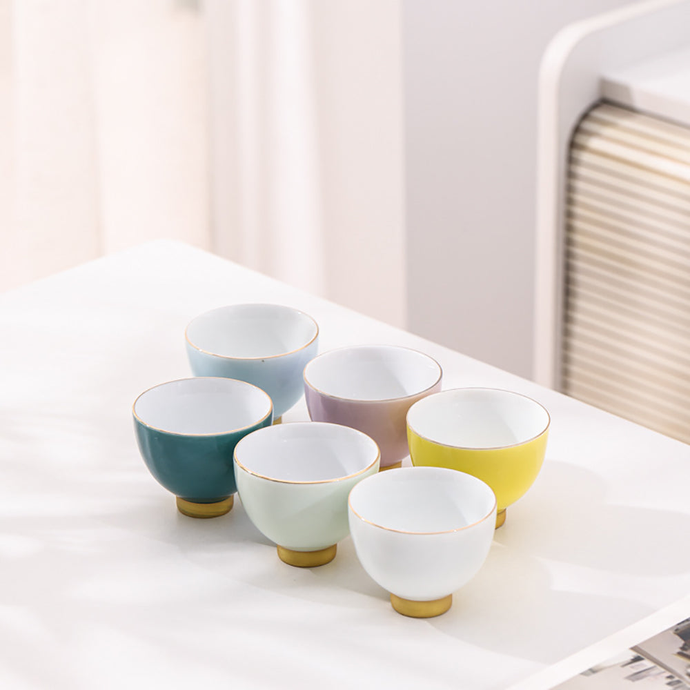 Premium Ceramic Morandi Kung Fu Tea Cup Set - 6 Piece Handcrafted Chinese Tea Cups for Gongfu Tea Ceremony, Home Decor & Gift Giving
