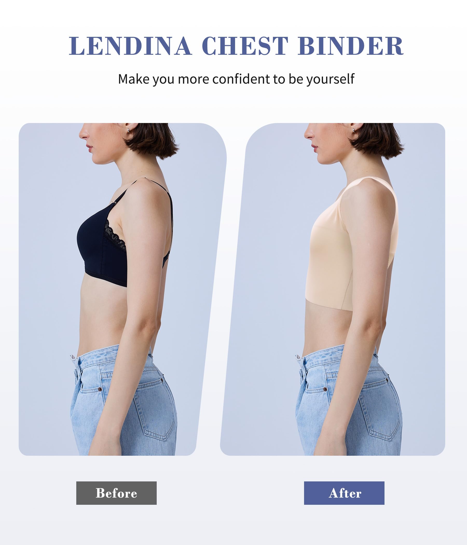 LEINIDINA FTM Chest Binder - Elastic Transgender Binder Top for Men, Breathable Compression Tank with Crew Neck | Perfect for Binding, Workouts & Everyday Comfort
