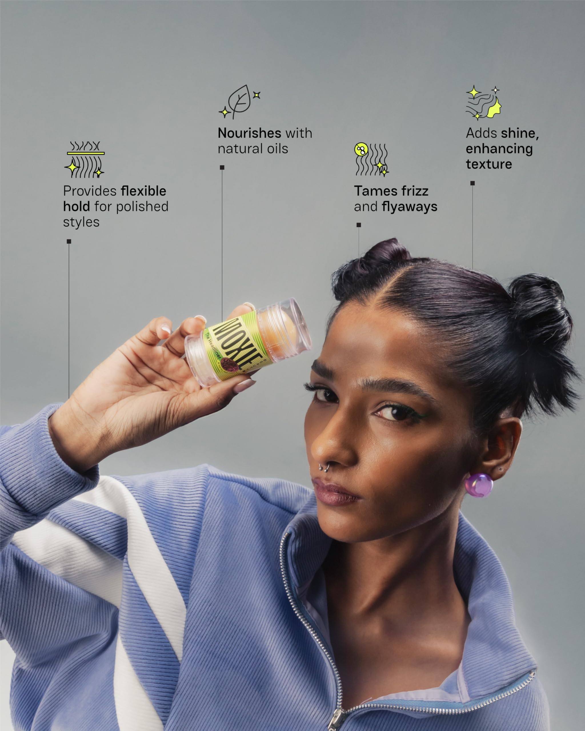 Moxie Beauty The Headliner Hair Wax Styling Stick - Flyaway Hair Fixer with No Residue for Smooth & Sleek Styles - Perfect for Men & Women's Daily Hair Care, Styling, and Travel