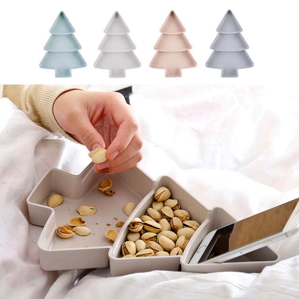DOITOOL Christmas Tree Shaped Serving Tray - 12 Section Holiday Appetizer Platter for Chips, Dips, Fruits & Desserts | Grey Xmas Party Supplies for Holiday Gatherings, Family Reunions & Office Celebrations
