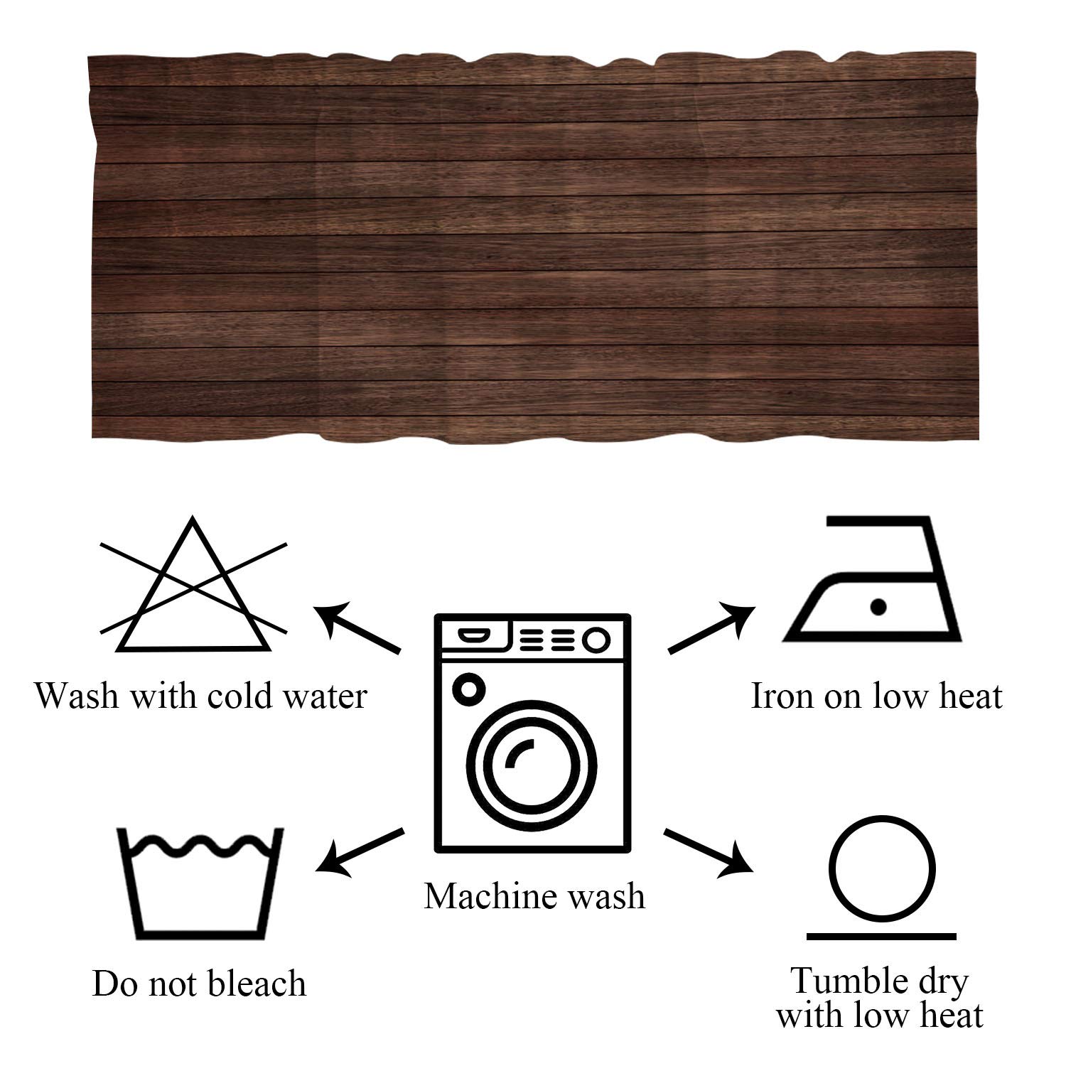 Shrahala Dark Brown Wood Kitchen Valance - 52x18 Inch Wood Plank Design, Ink Printed Half Window Curtain for Modern Kitchen Decor, Perfect for Farmhouse, Rustic, and Contemporary Kitchen Styles