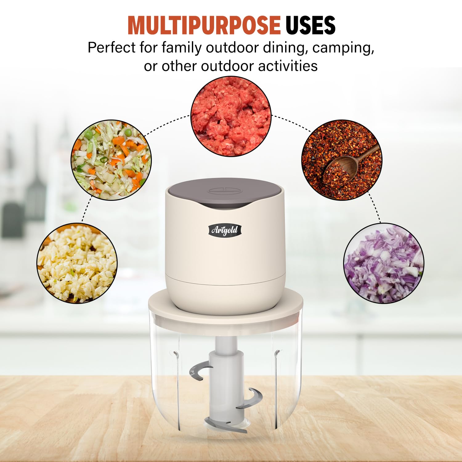 Slap-Operated Wireless Electric Food Processor - 600ML + 240ml Bowls - Vegetable Chopper & Mini Food Processor, Blender for Baby Food, Kitchen Appliances, Vegetable Cutter for Mincing and Dicing - Perfect for Meal Prep, Baby Food Making, and Quick Kitchen Tasks