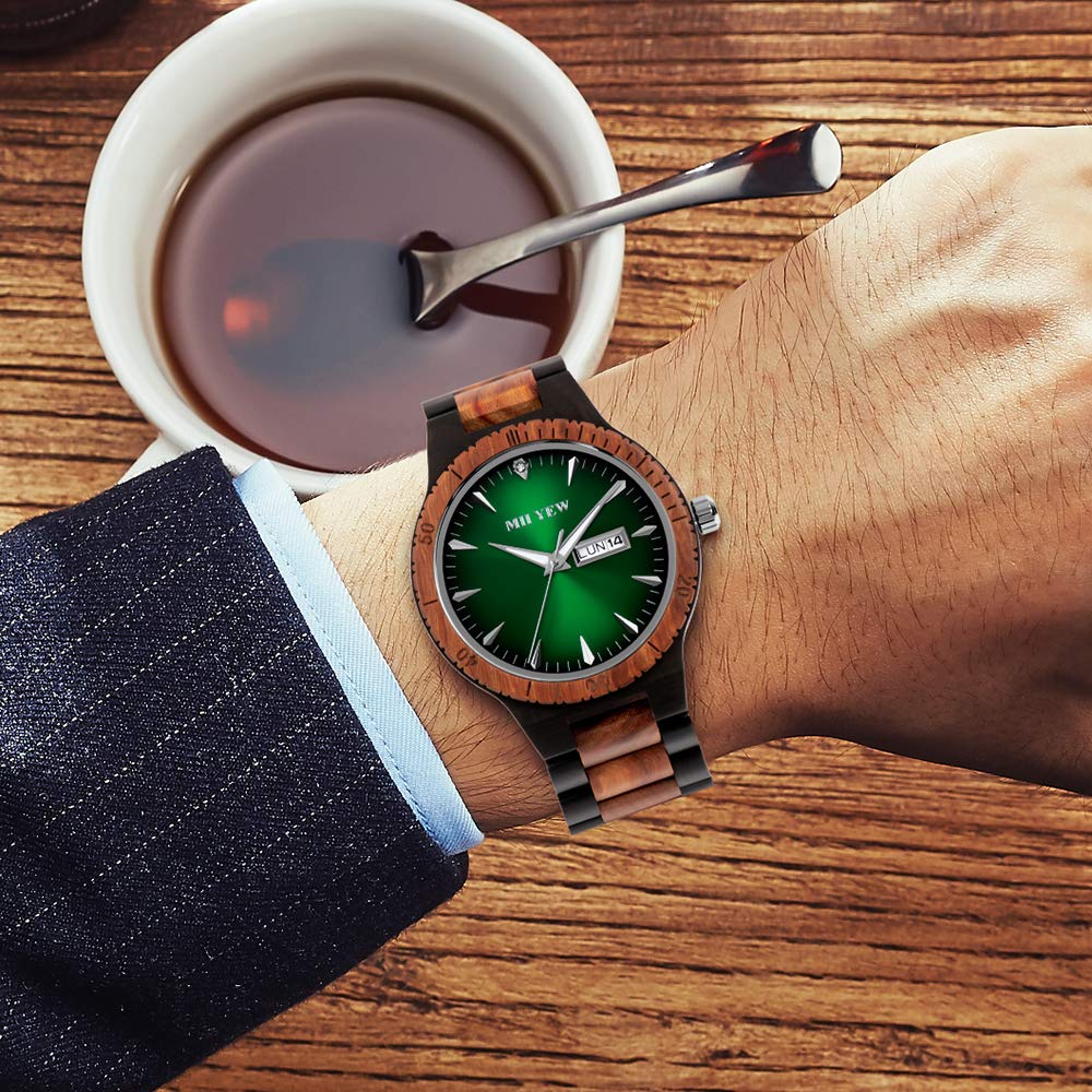Handmade Lightweight Wooden Analog Quartz Watch for Men with Date Display - Perfect for Casual Wear, Outdoor Adventures & Unique Gifts