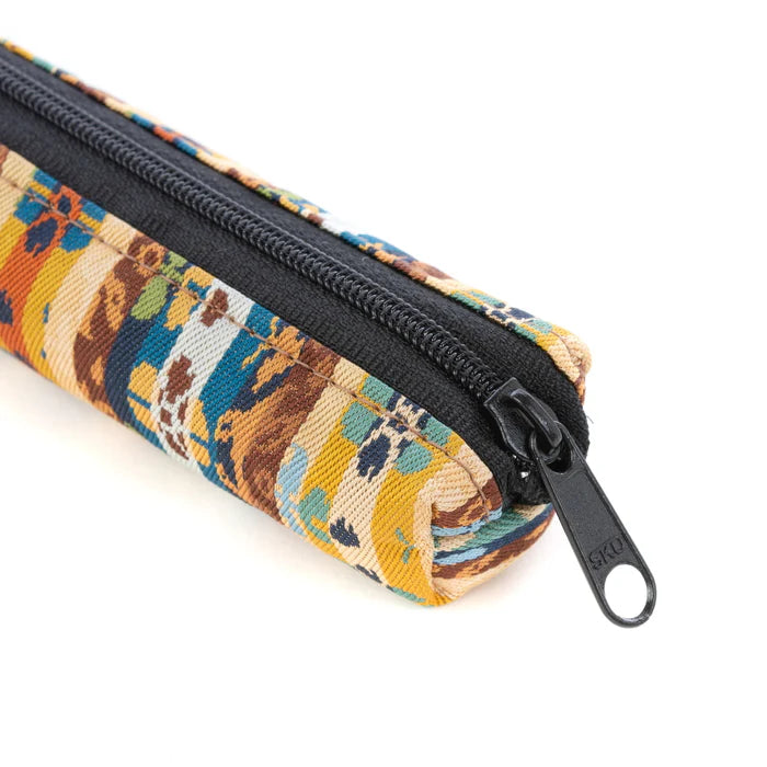 Nishijin Woven Pencil Case - Traditional Kyoto Japanese Craft with Floral & Bird Design - Handmade in Japan for School, Office & Gift Use