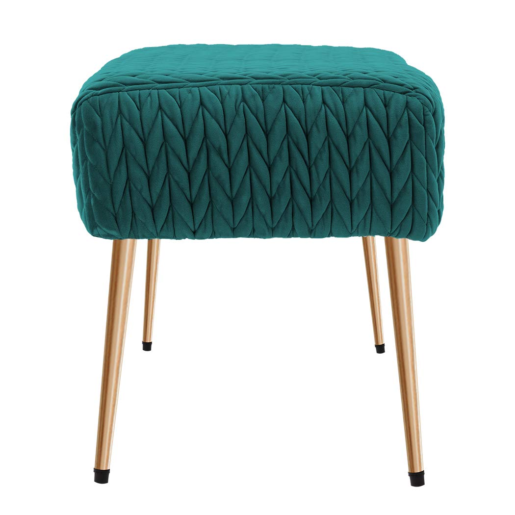 DUHOME Modern Velvet Ottoman Bench with Gold Legs - Upholstered Entryway, Living Room, Bedroom & Dining Bench - Soft Padded Seat for Bed End, Kitchen & Vanity - Atrovirens Green - Perfect for Small Spaces, Hallway Decor & Cozy Seating