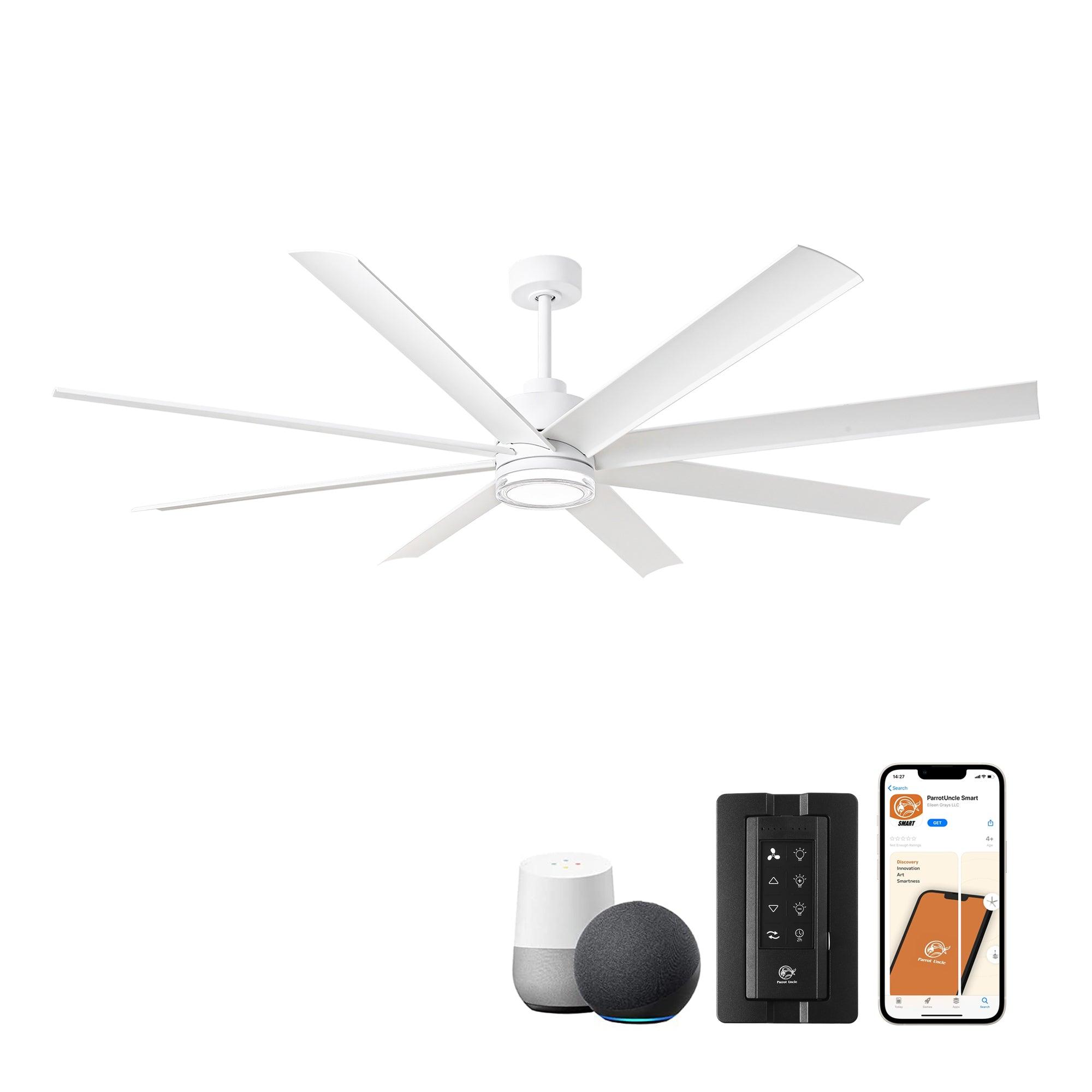 72 Inch Modern Smart Ceiling Fan with LED Light and Downrod Mount - Perfect for Living Room, Bedroom, and Office Cooling & Lighting