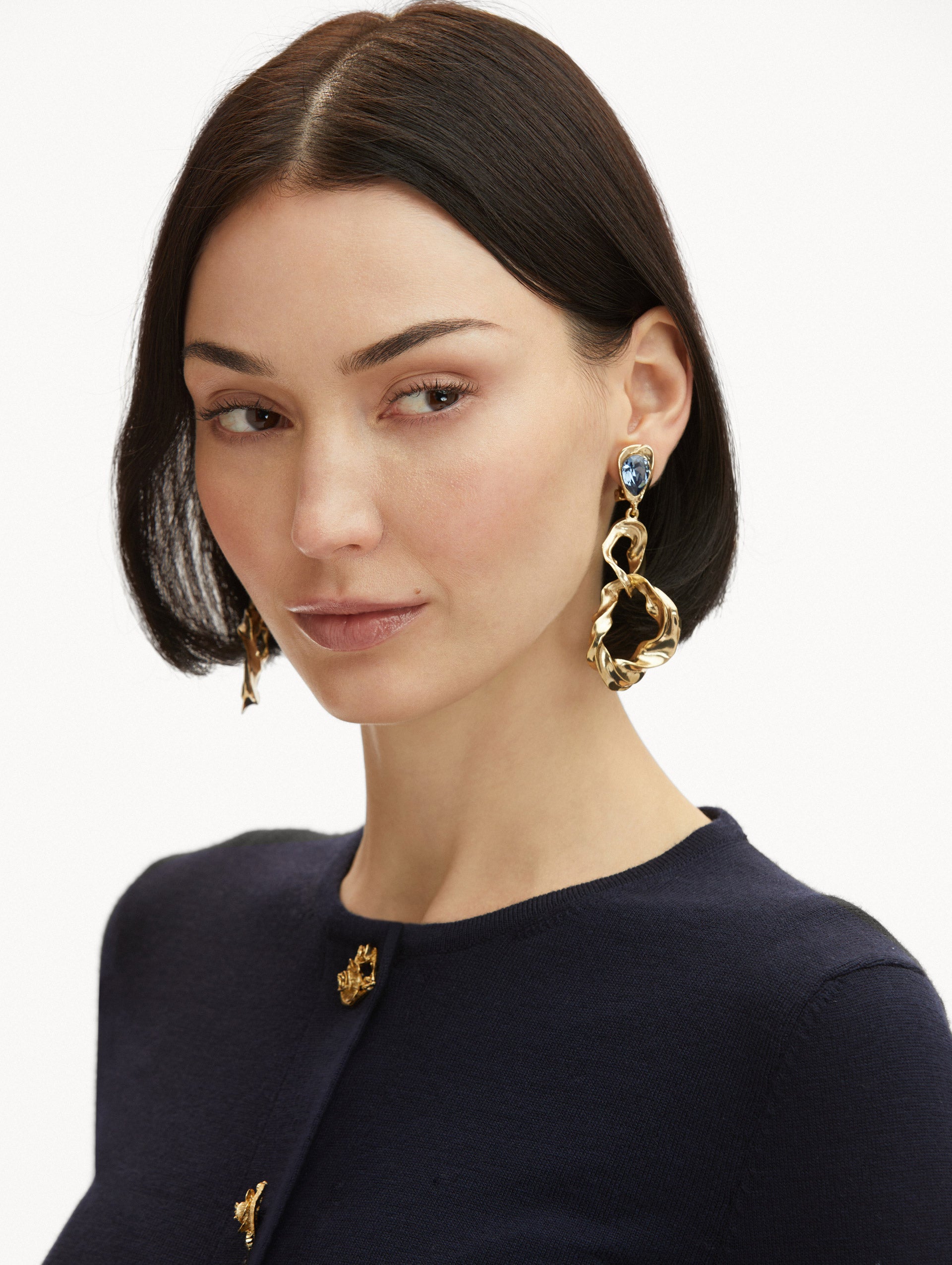 Elegant Baroque Clip-On Earrings for Women - Vintage Textured Dangle Earrings for Parties, Weddings & Special Occasions