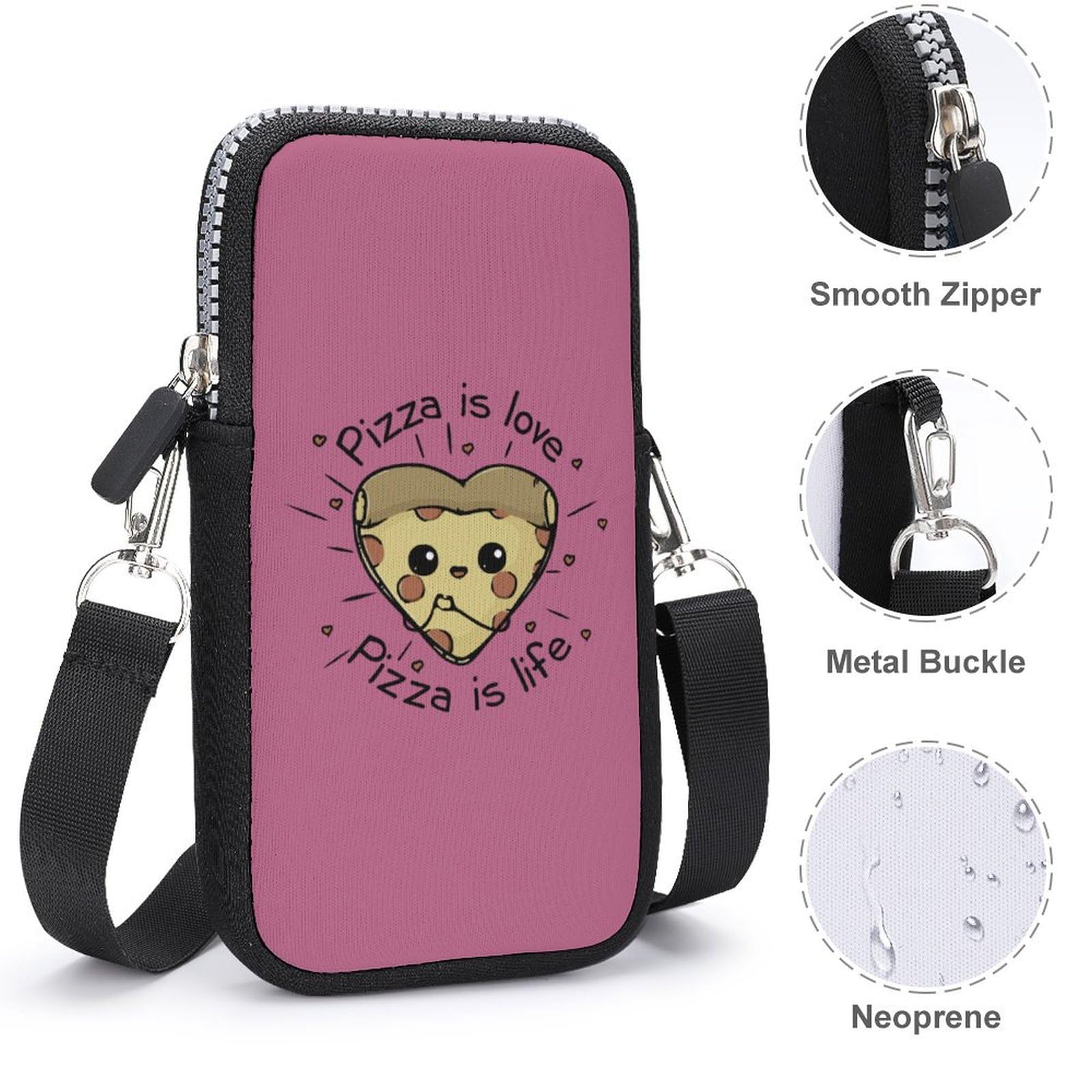 **Waterproof Crossbody Phone Bag for iPhone & Android - Mini Smartphone Wallet Purse for Women & Men - Perfect for Pizza Lovers, Outdoor Activities & Daily Use**