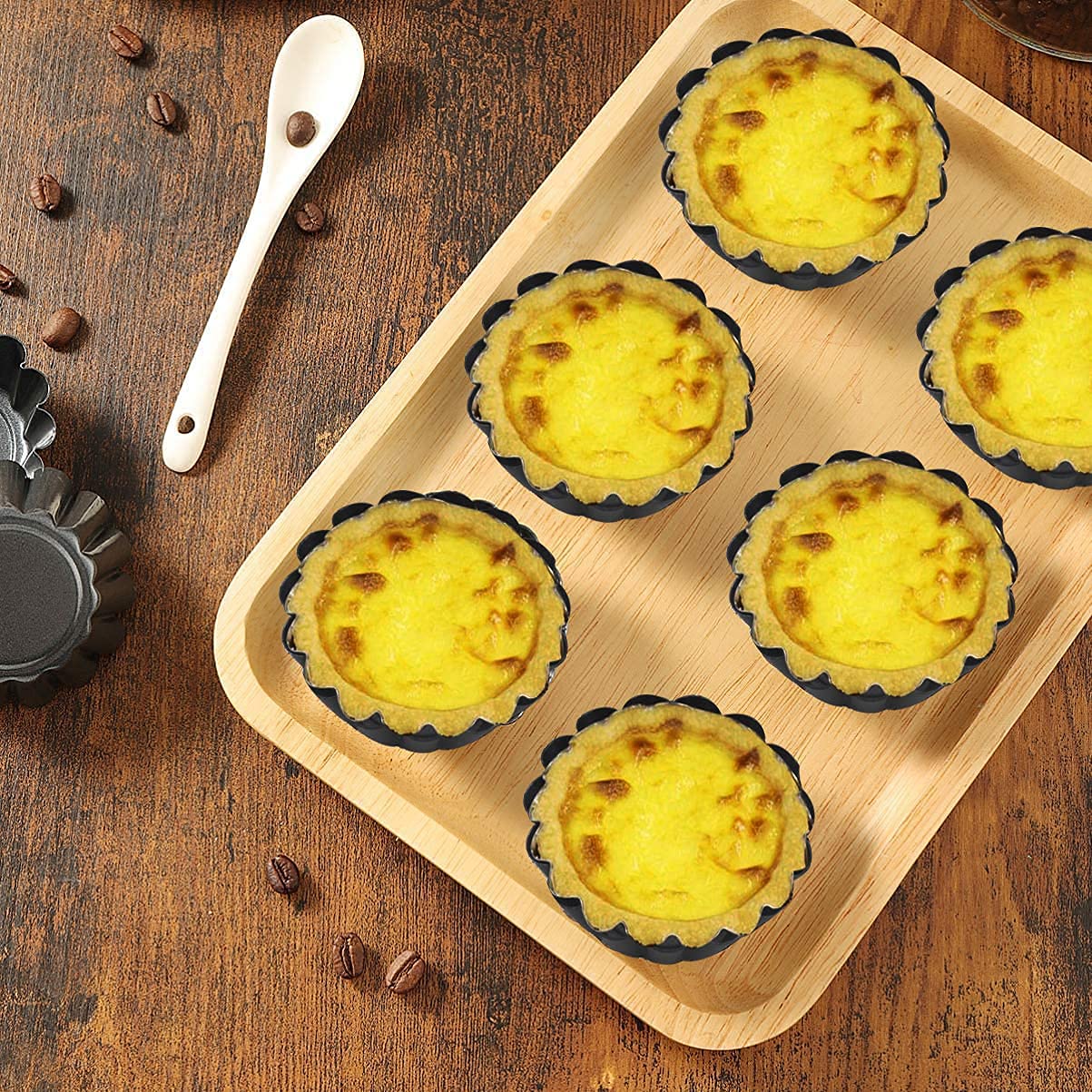 12PCS Mini Carbon Steel Non-Stick Egg Tart Molds - 3 Inch Tart Pans for Baking Perfect Egg Tarts, Custard Tarts & Mini Pies - Ideal for Home Baking, Pastry Shops & Dessert Making