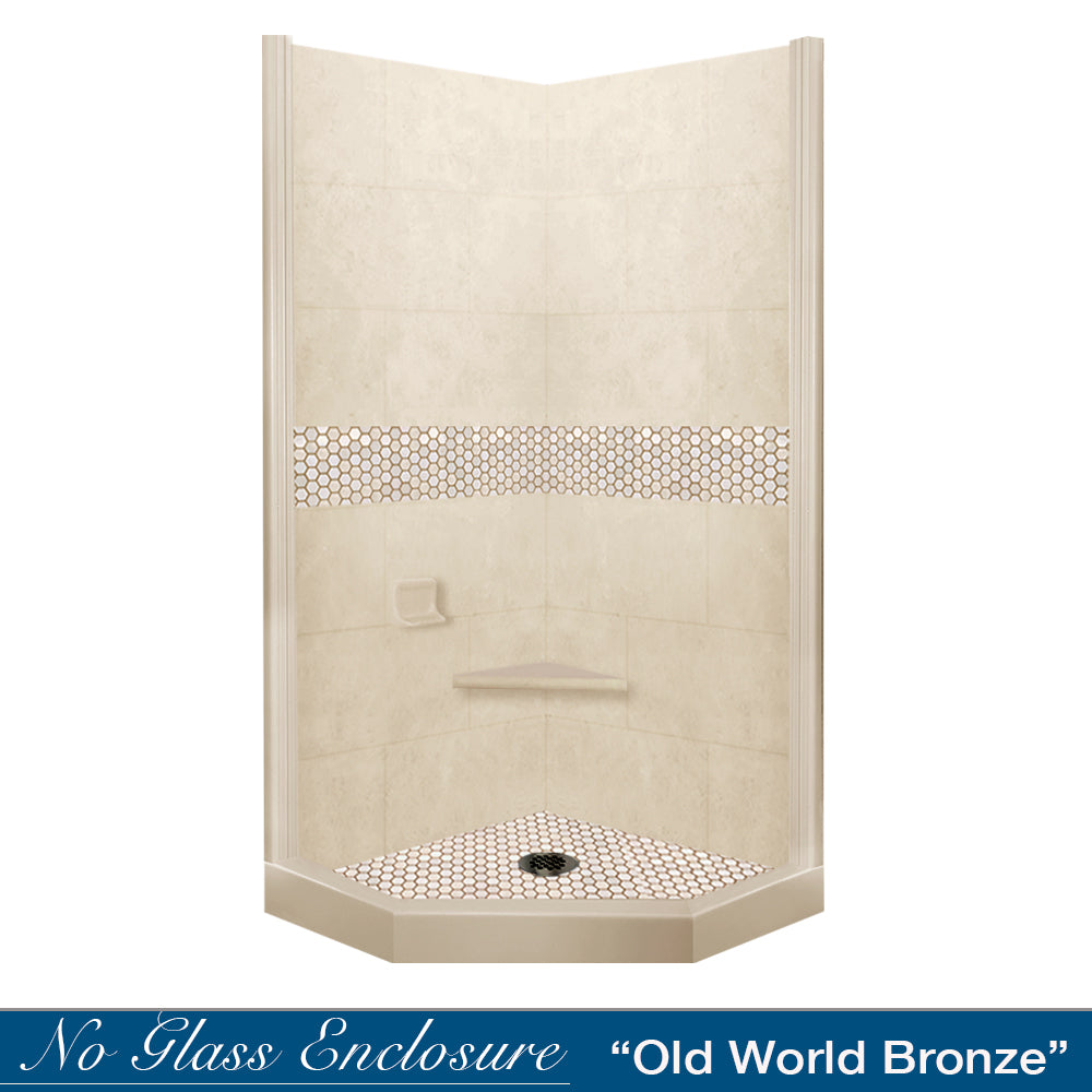 Neo Angle Desert Sand Sistine Stone & Honey Hex Mosaic Tile Accent Kit - DIY Shower Remodel for Bathroom Wall and Floor Decor | Perfect for Modern Home Renovation