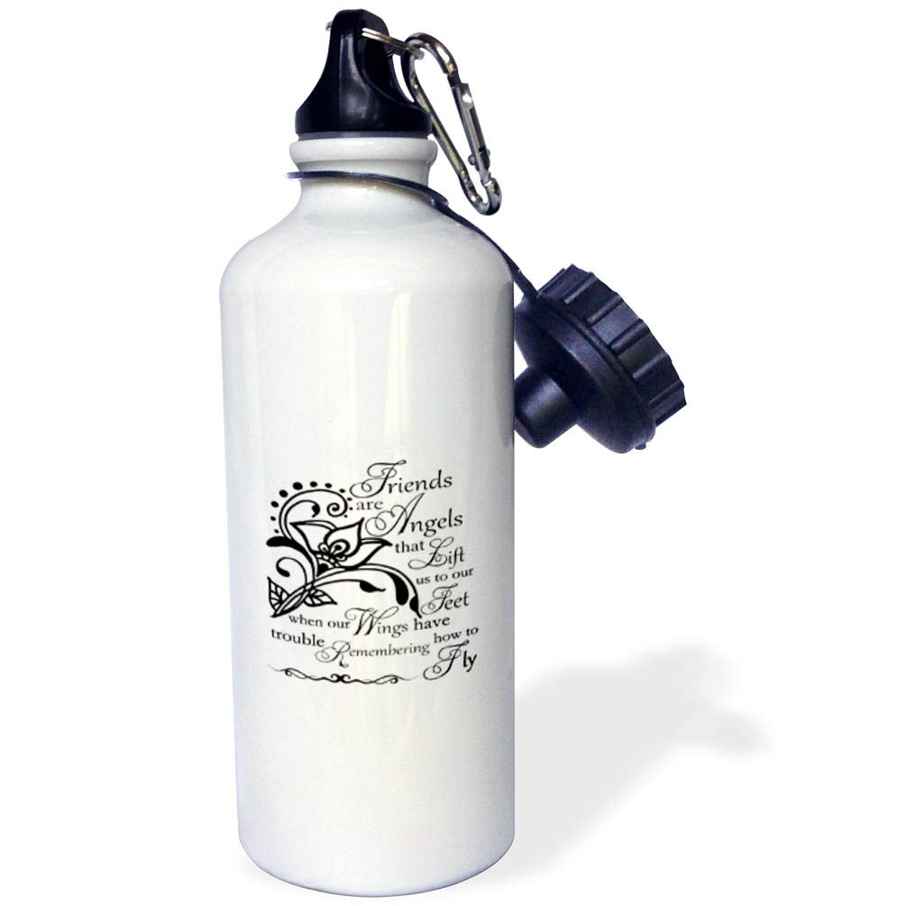 3D Rose Inspirational Quote Friends Water Bottle - 20oz Stainless Steel Vacuum Insulated Tumbler for Hot & Cold Drinks - Perfect for Gym, Hiking, Travel & Office Use