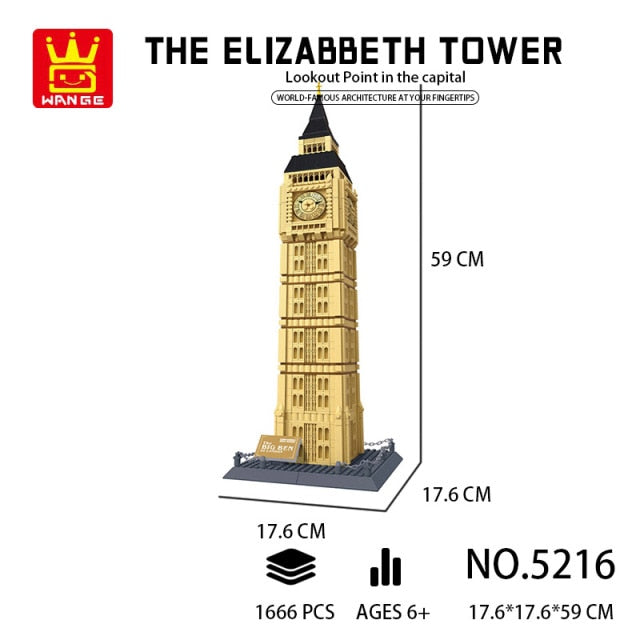 Wange Architecture Elizabeth Tower Model Building Kit - 3D Puzzle for Adults & Teens - Perfect for Home Decoration, Gifts, and STEM Education