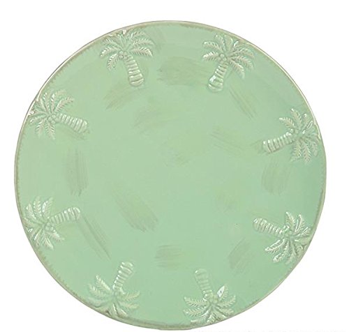8-Inch Ceramic Palm Tree Plate Set - Pack of 4 - Tropical Dinnerware for Beach Themed Parties, Summer Entertaining & Coastal Home Decor