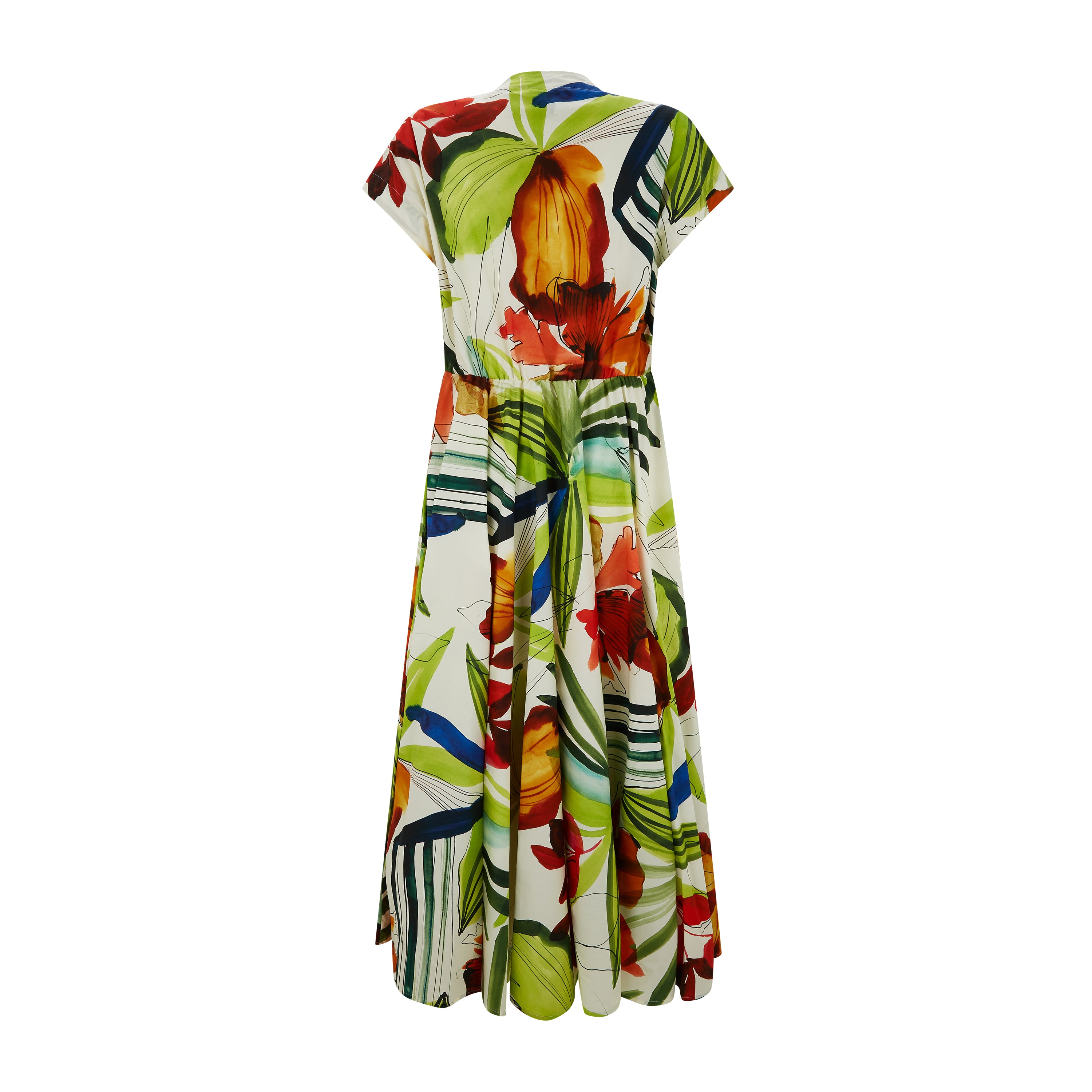 Joaqui Women's Tropical Hibiscus Print Cotton Summer Dress - Flowy Beachwear for Vacation, Poolside, and Casual Outings
