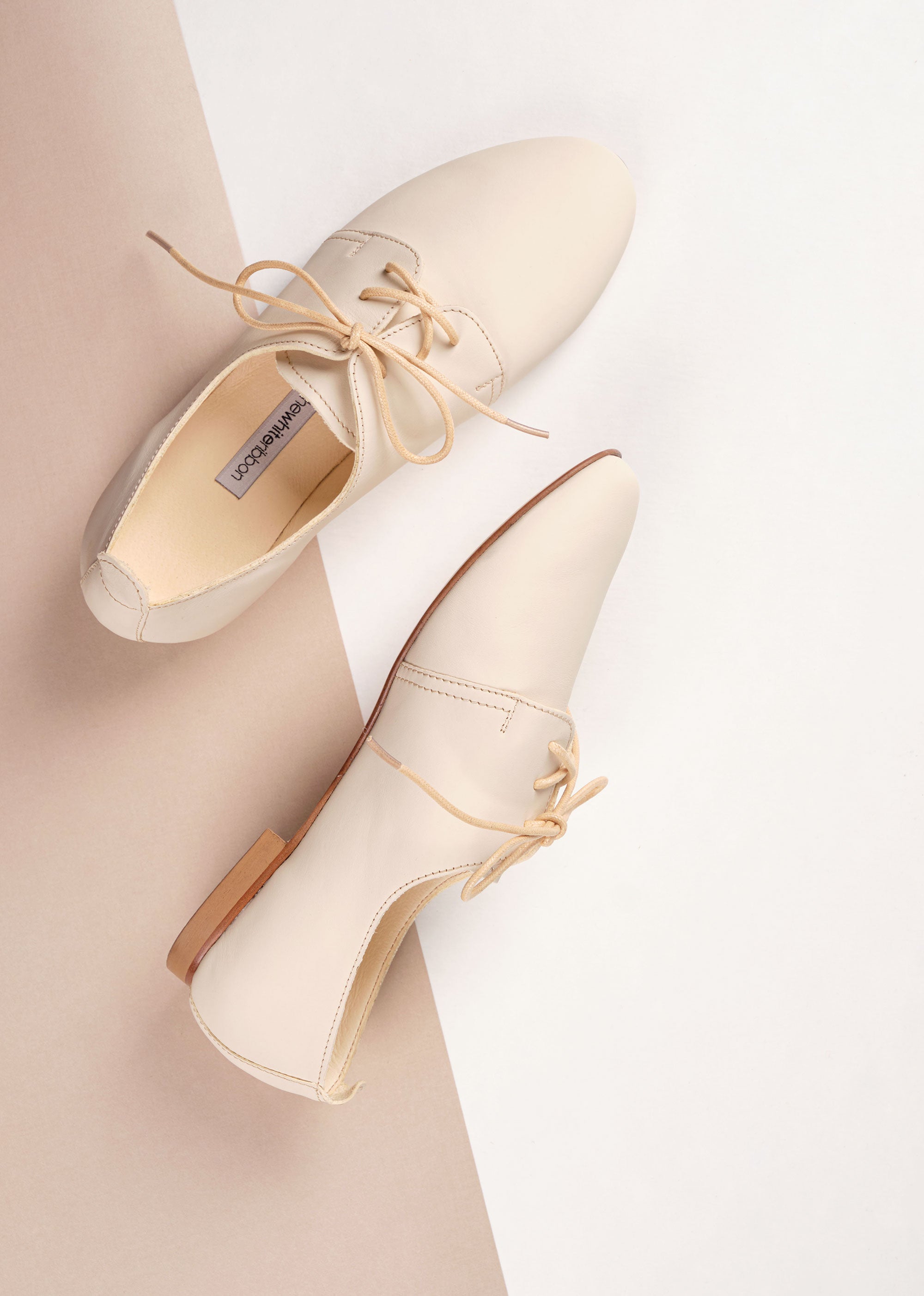 AVA Oxford Shoes for Women - Classic Vanilla Ivory Leather Comfortable Slip-On Dress Shoes for Work, Office & Formal Occasions